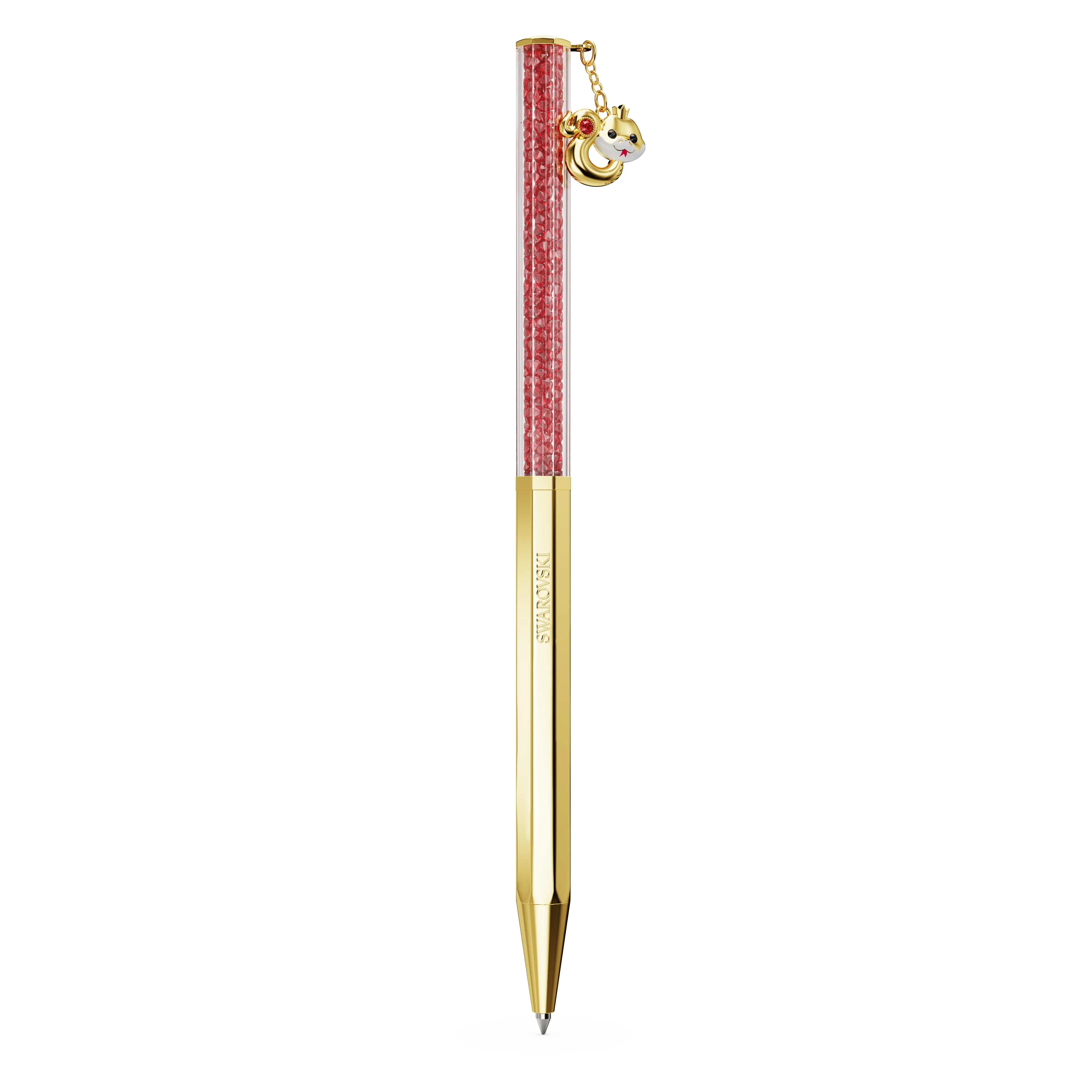 Crystalline Chinese New Year ballpoint pen Octagon shape/Year of the snake/Red/Gold-tone plated