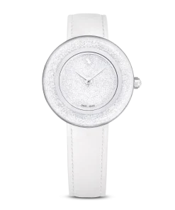 Crystalline Lustre watch Swiss Made/Leather strap/White/Stainless steel