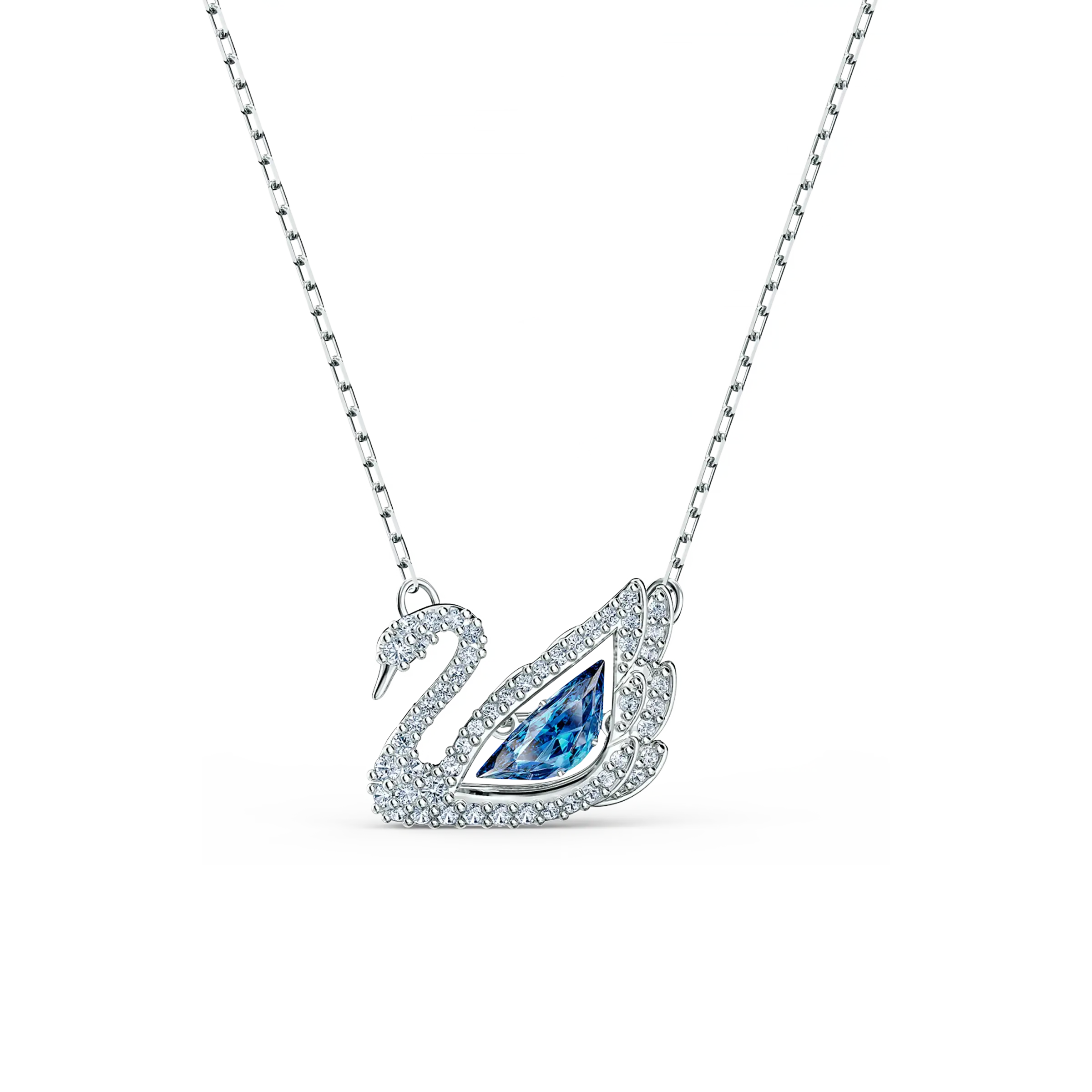 Dancing Swan necklace Swan/Blue/Rhodium plated
