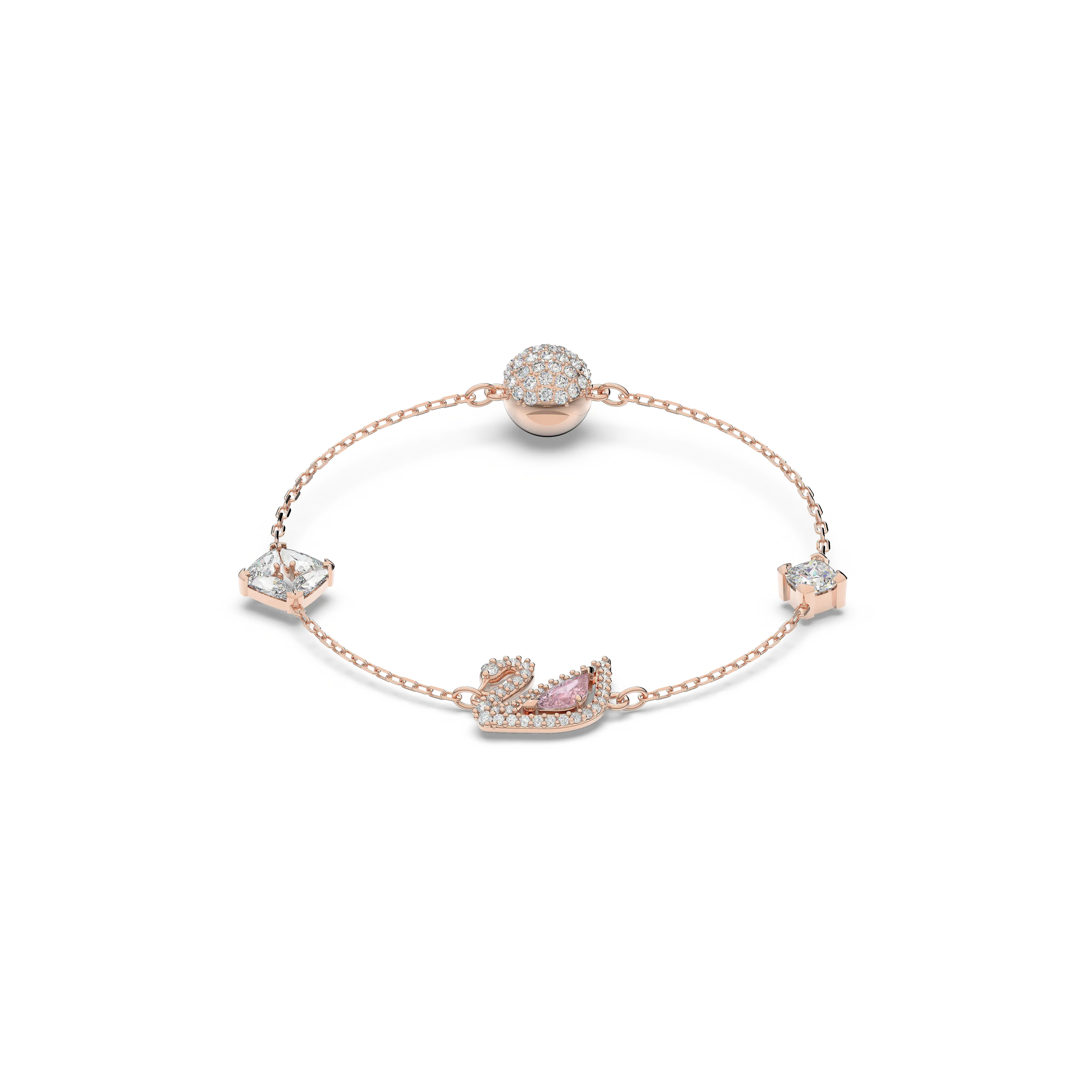 Dazzling Swan bracelet Magnetic closure/Swan/Pink/Rose gold-tone plated