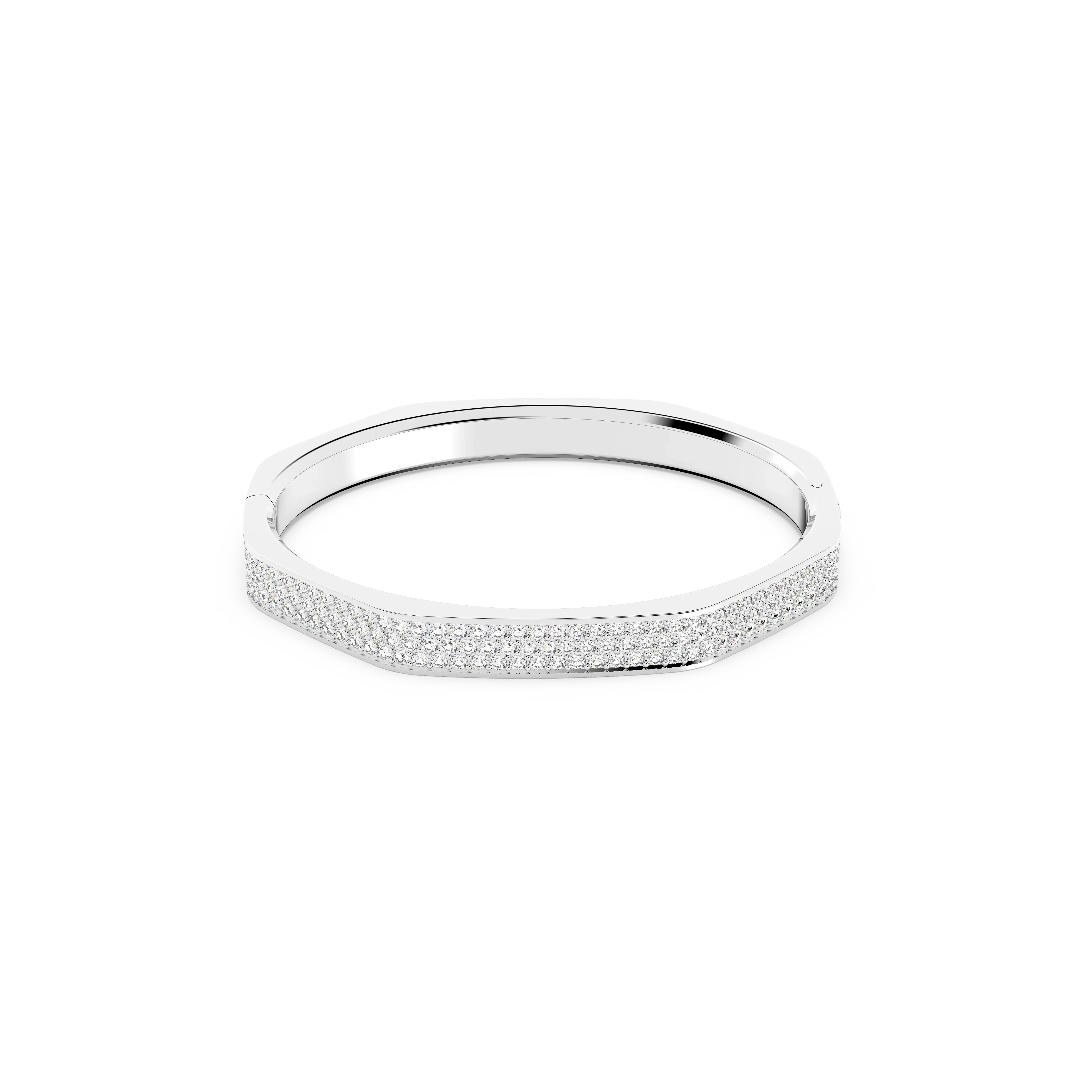Dextera bangle Octagon shape/White/Rhodium plated