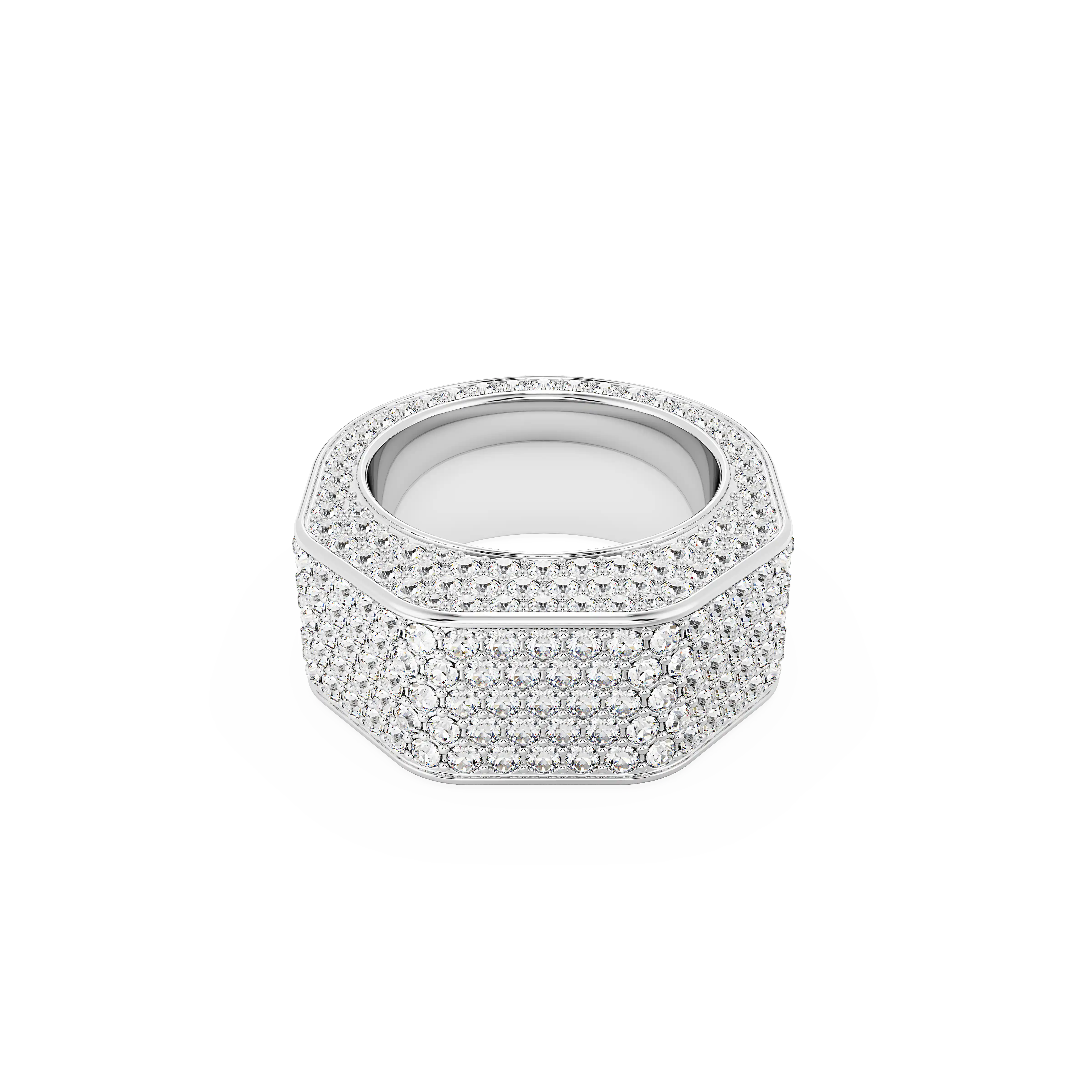 Dextera cocktail ring Octagon shape/Pavé/White/Rhodium plated