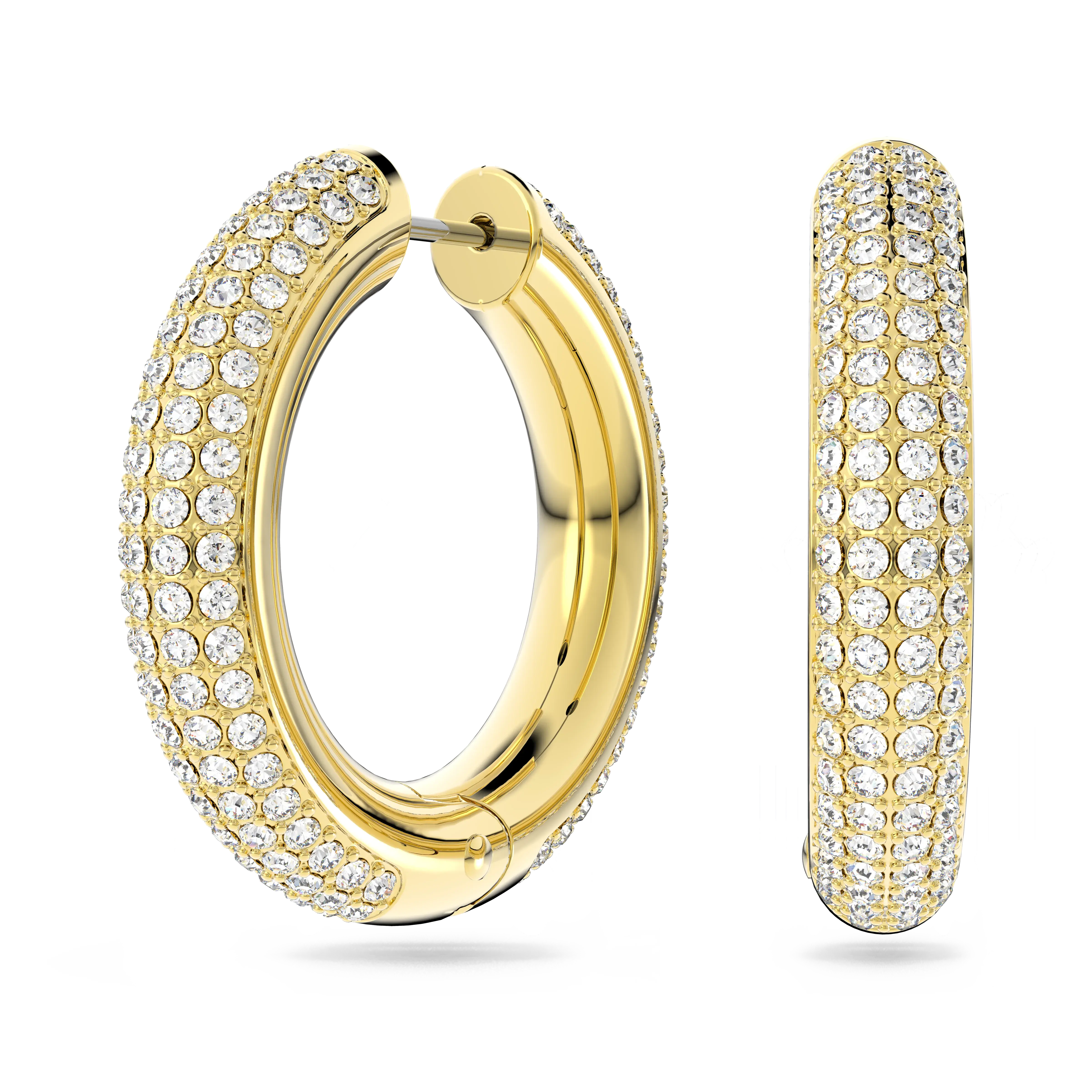 Dextera hoop earrings Medium/White/Gold-tone plated