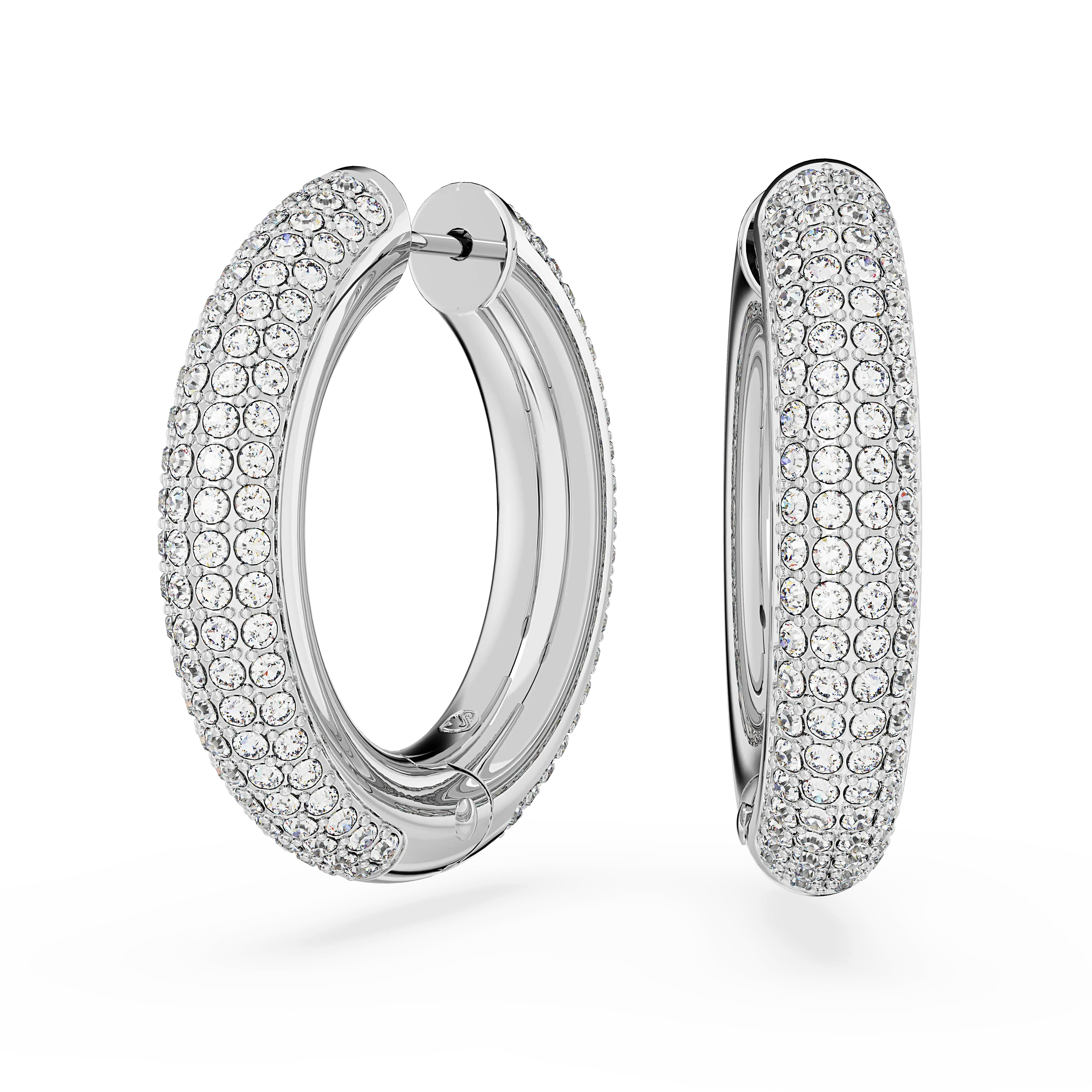 Dextera hoop earrings Medium/White/Rhodium plated