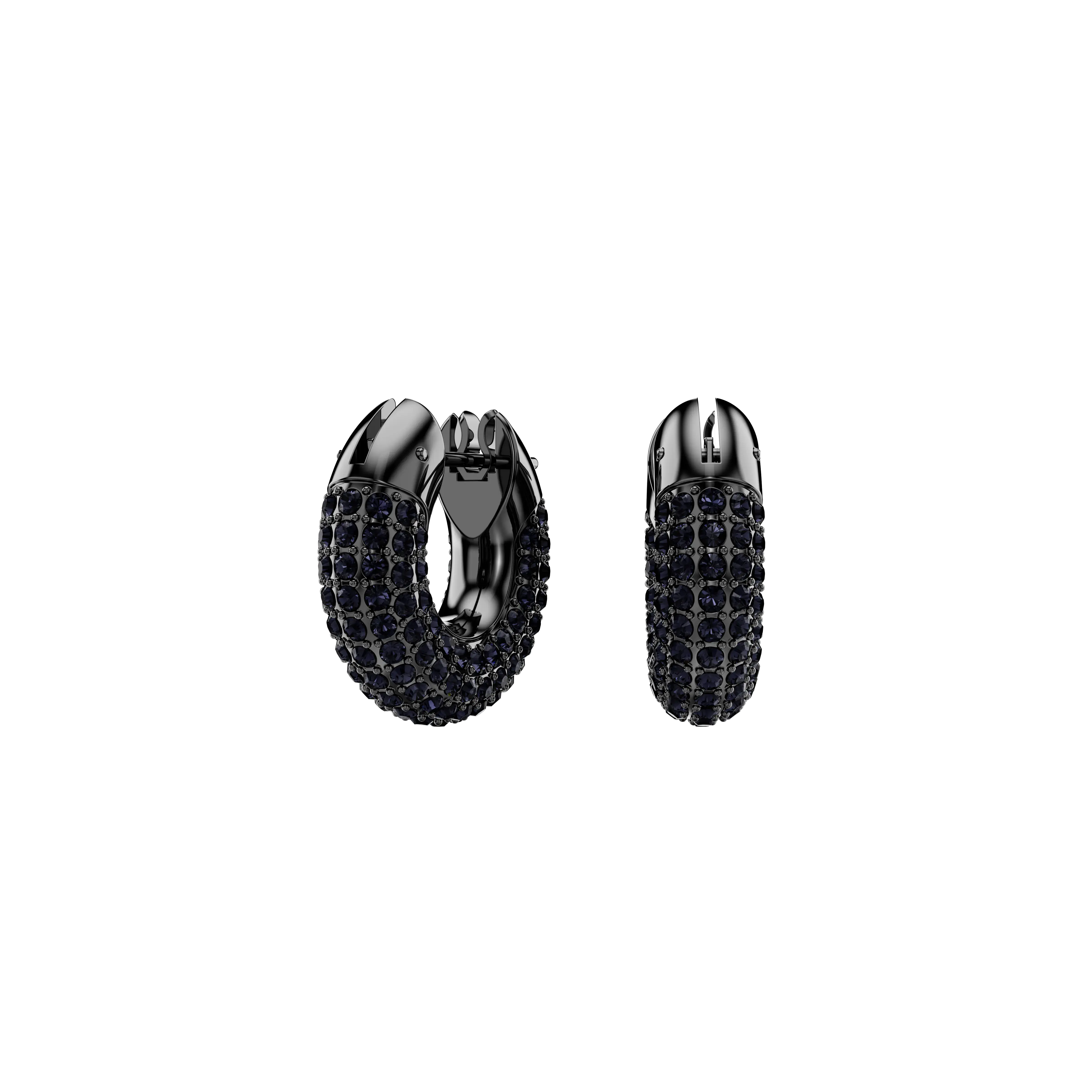 Dextera hoop earrings Small/Black/Ruthenium plated