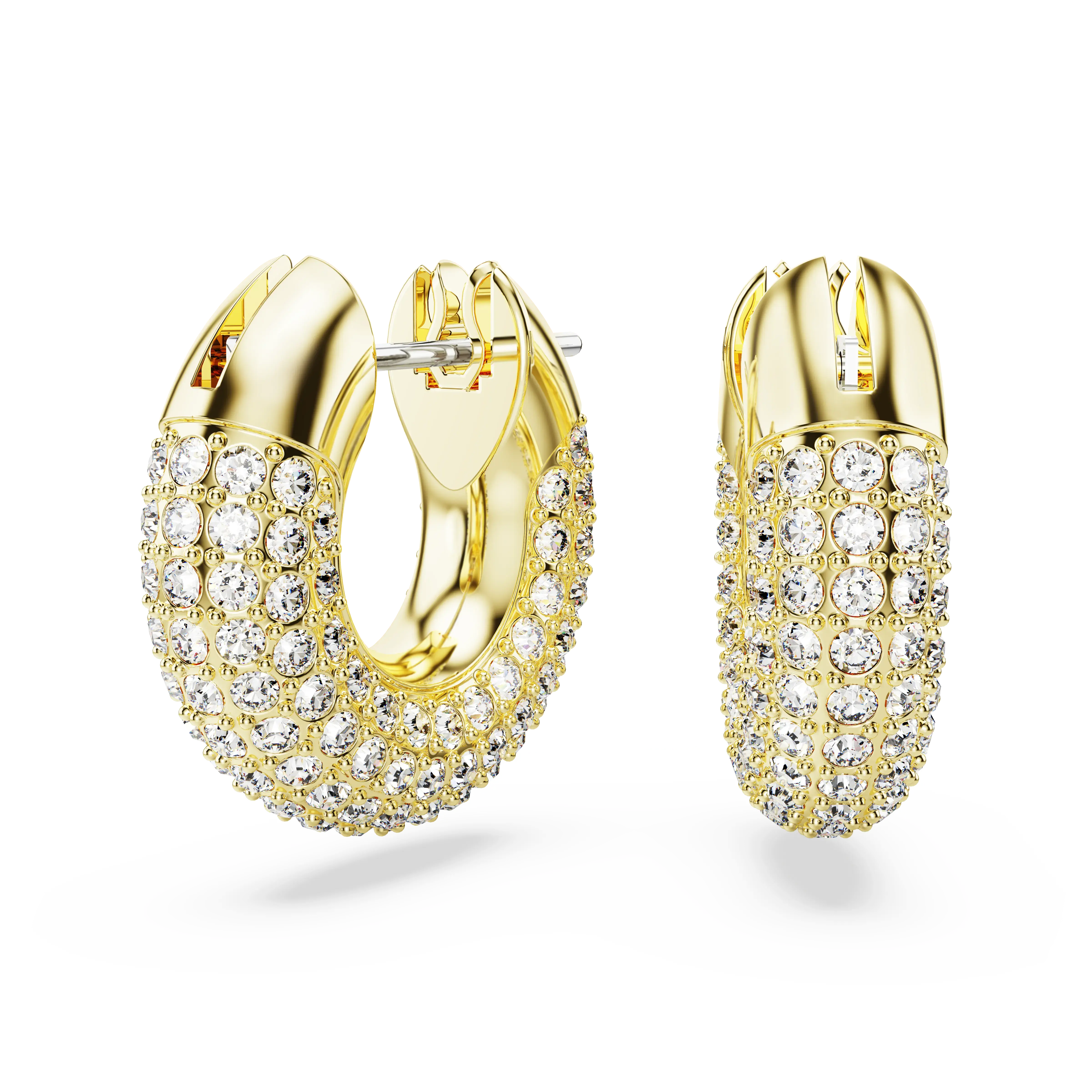 Dextera hoop earrings Small/White/Gold-tone plated