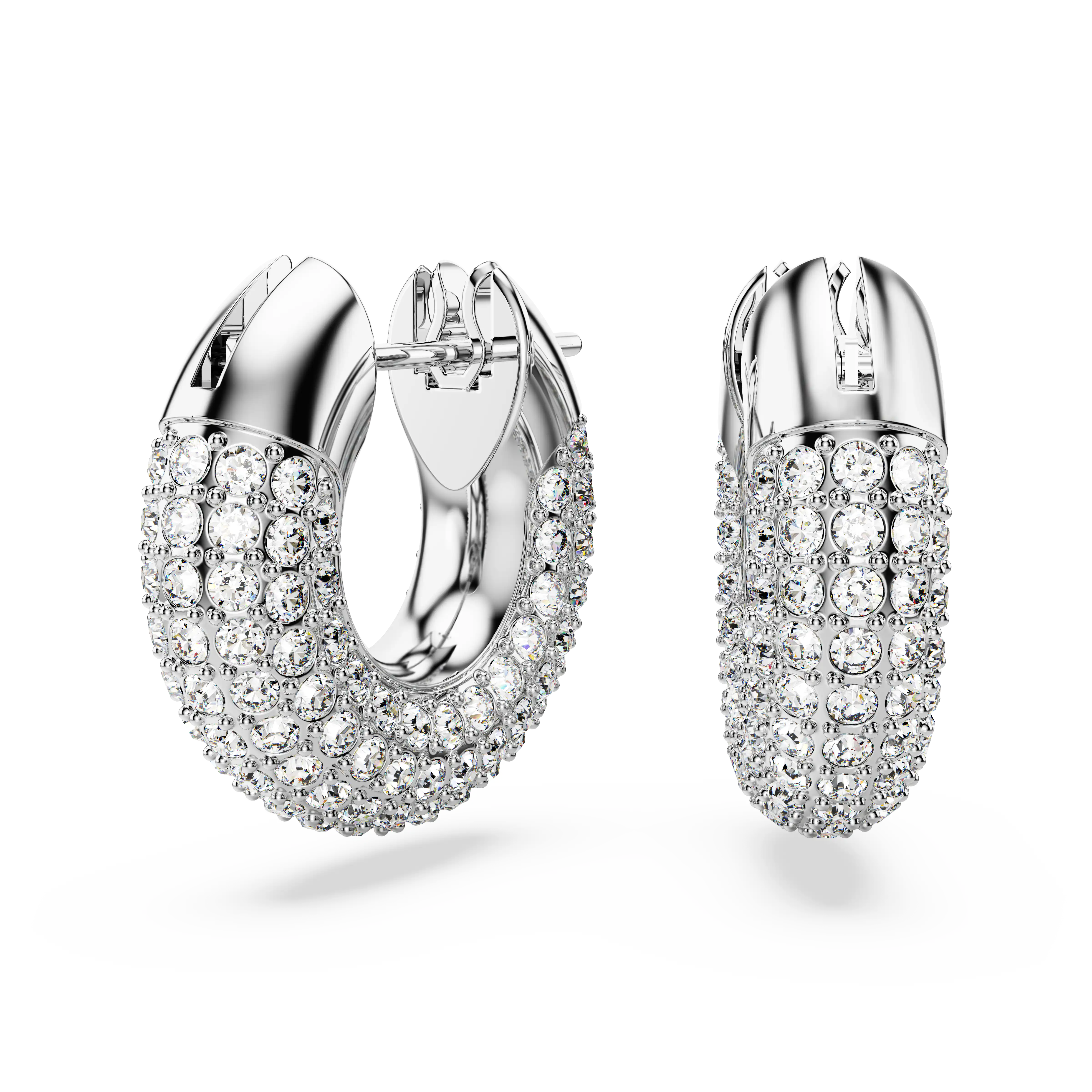Dextera hoop earrings Small/White/Rhodium plated