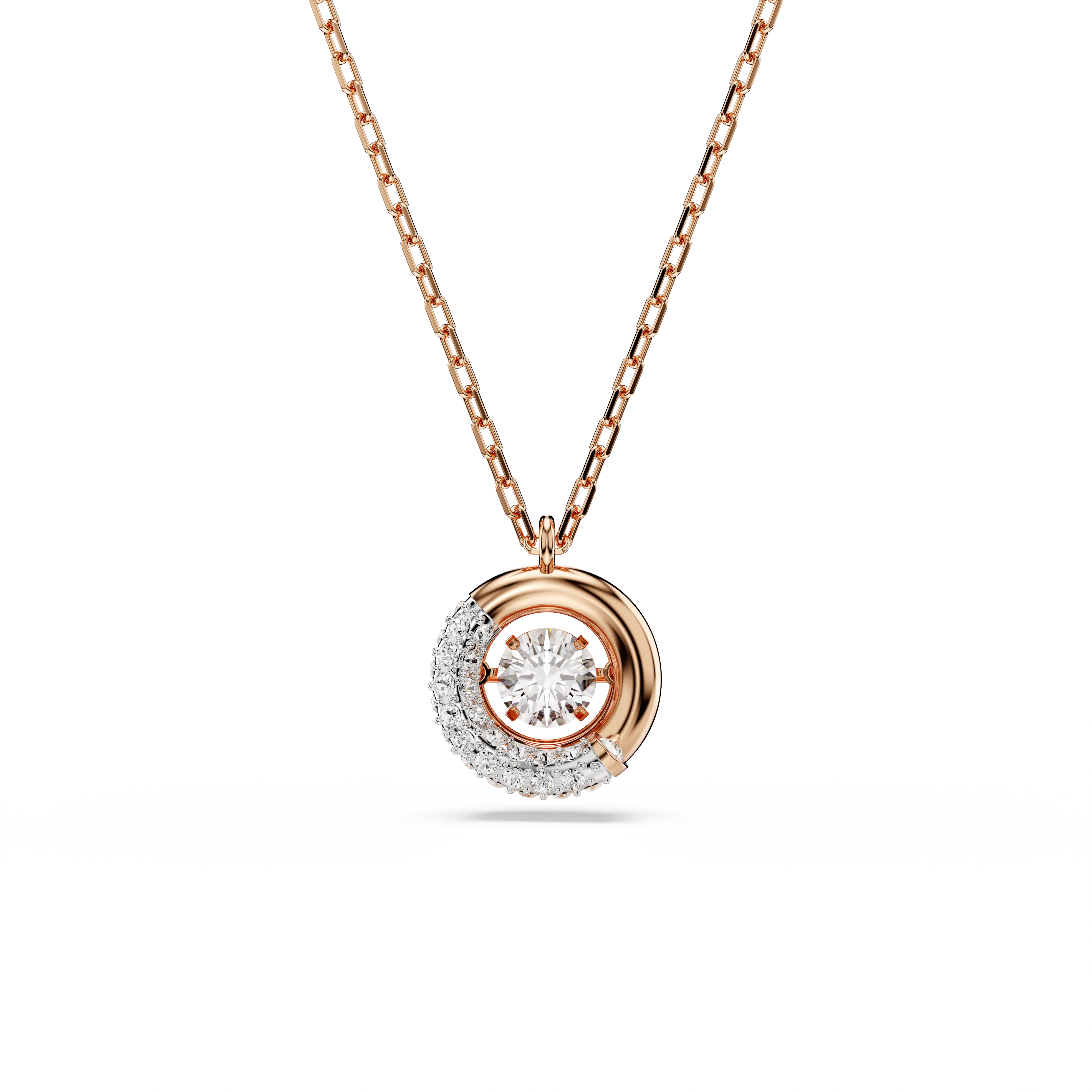 Dextera pendant Round cut/White/Rose gold-tone plated