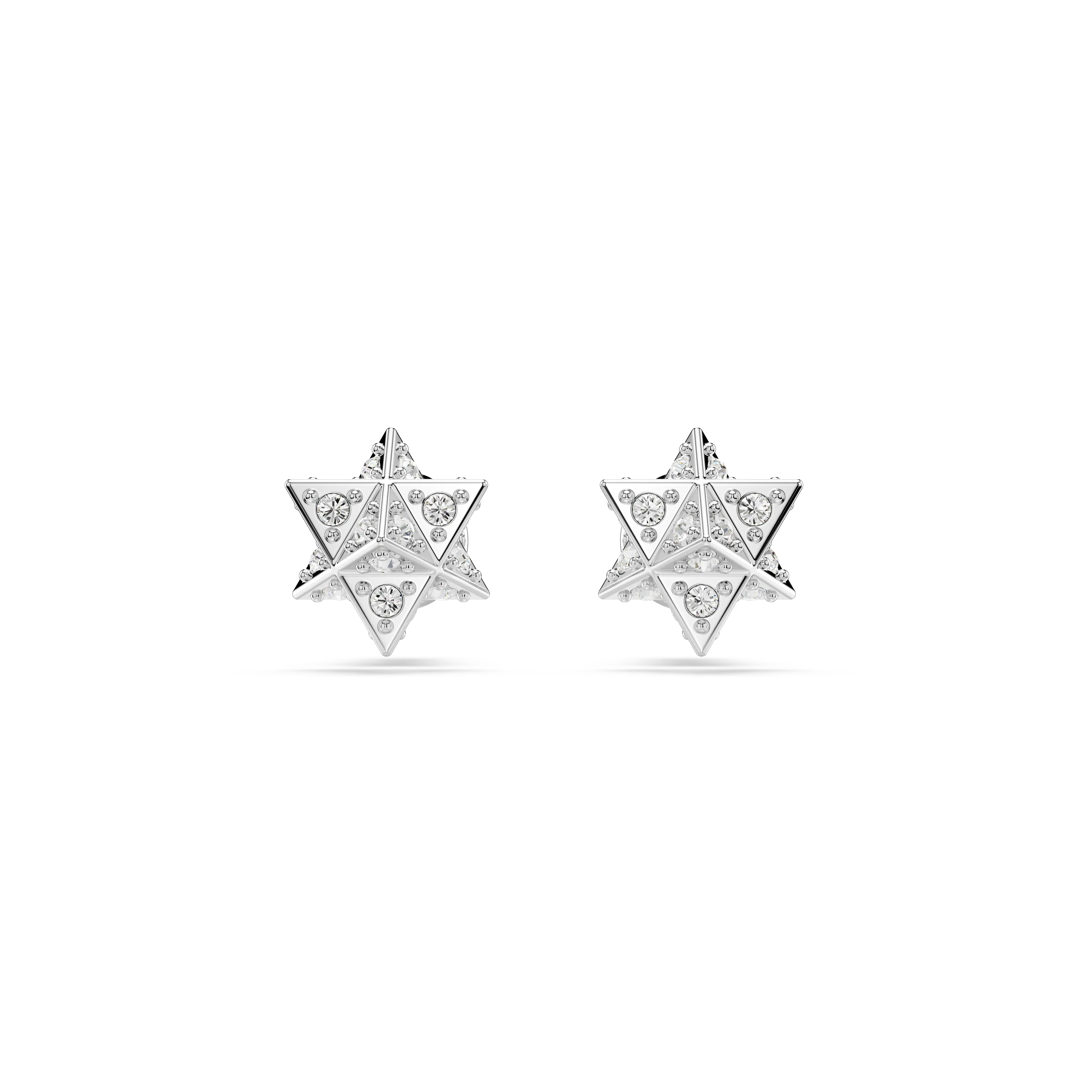 Dextera stud earrings Round cut/Star/White/Rhodium plated