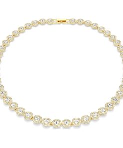 Una Angelic Tennis necklace Round cut/White/Gold-tone plated
