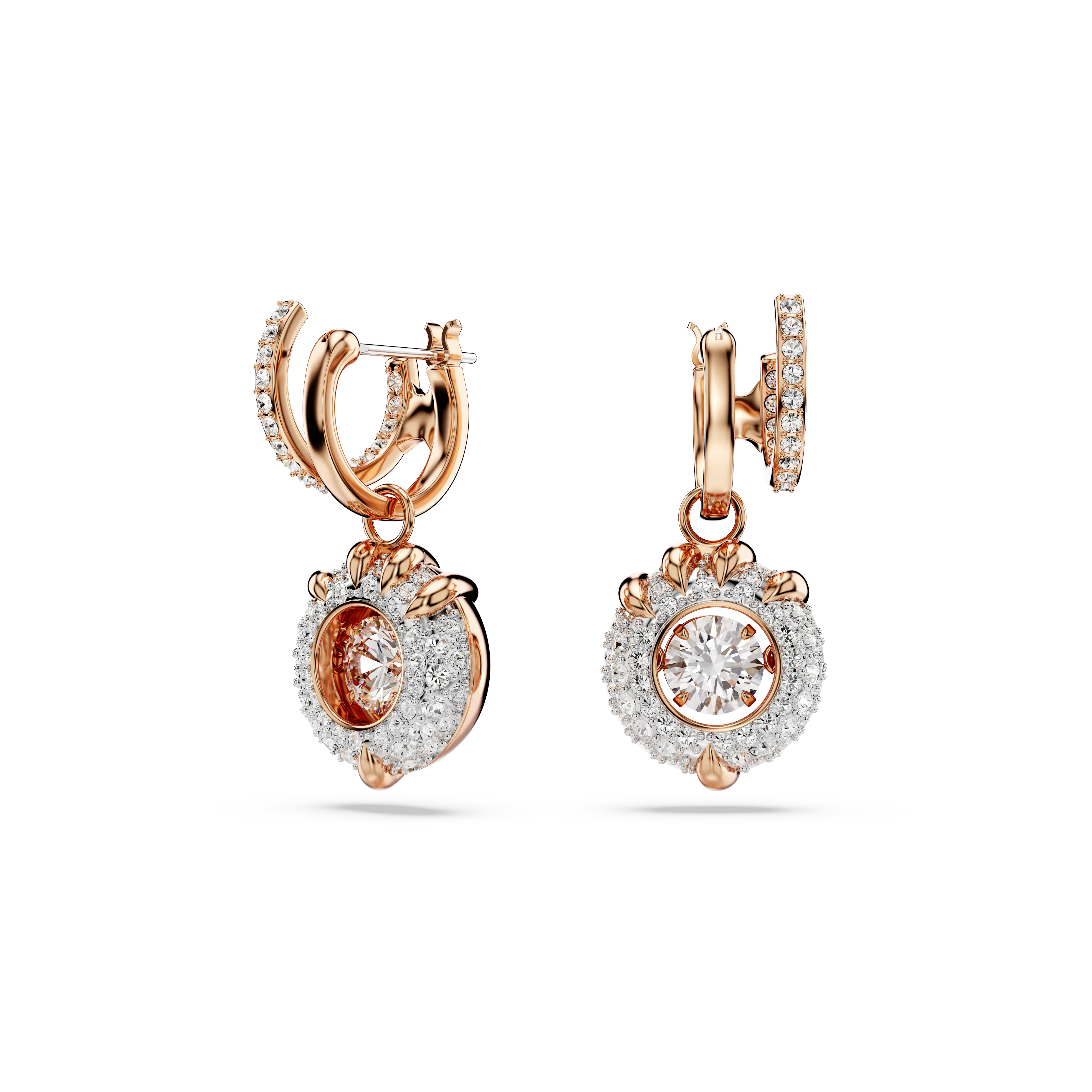 Dragon & Phoenix drop earrings Dragon’s claw/White/Rose gold-tone plated