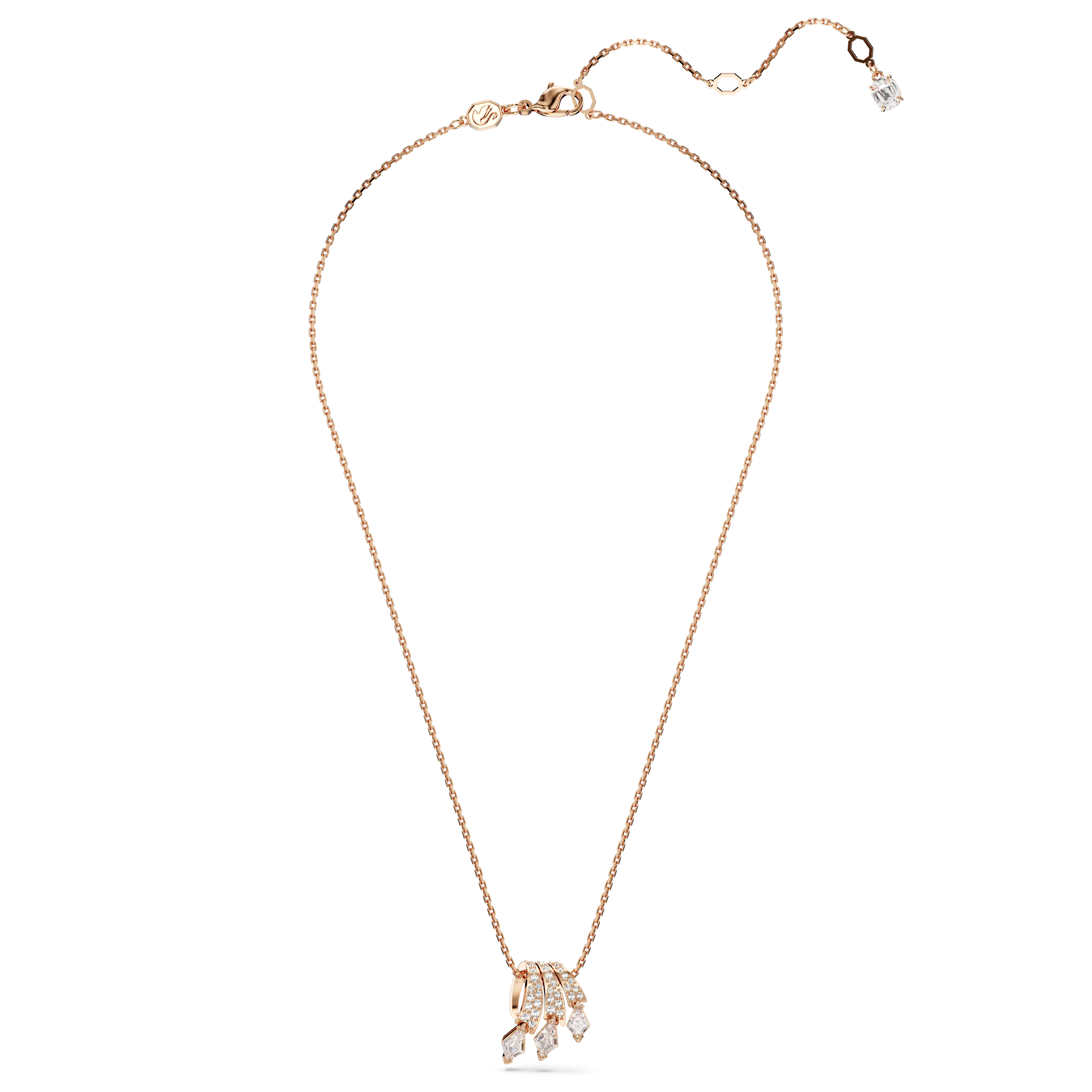 Dragon & Phoenix pendant Dragon’s claw/White/Rose gold-tone plated
