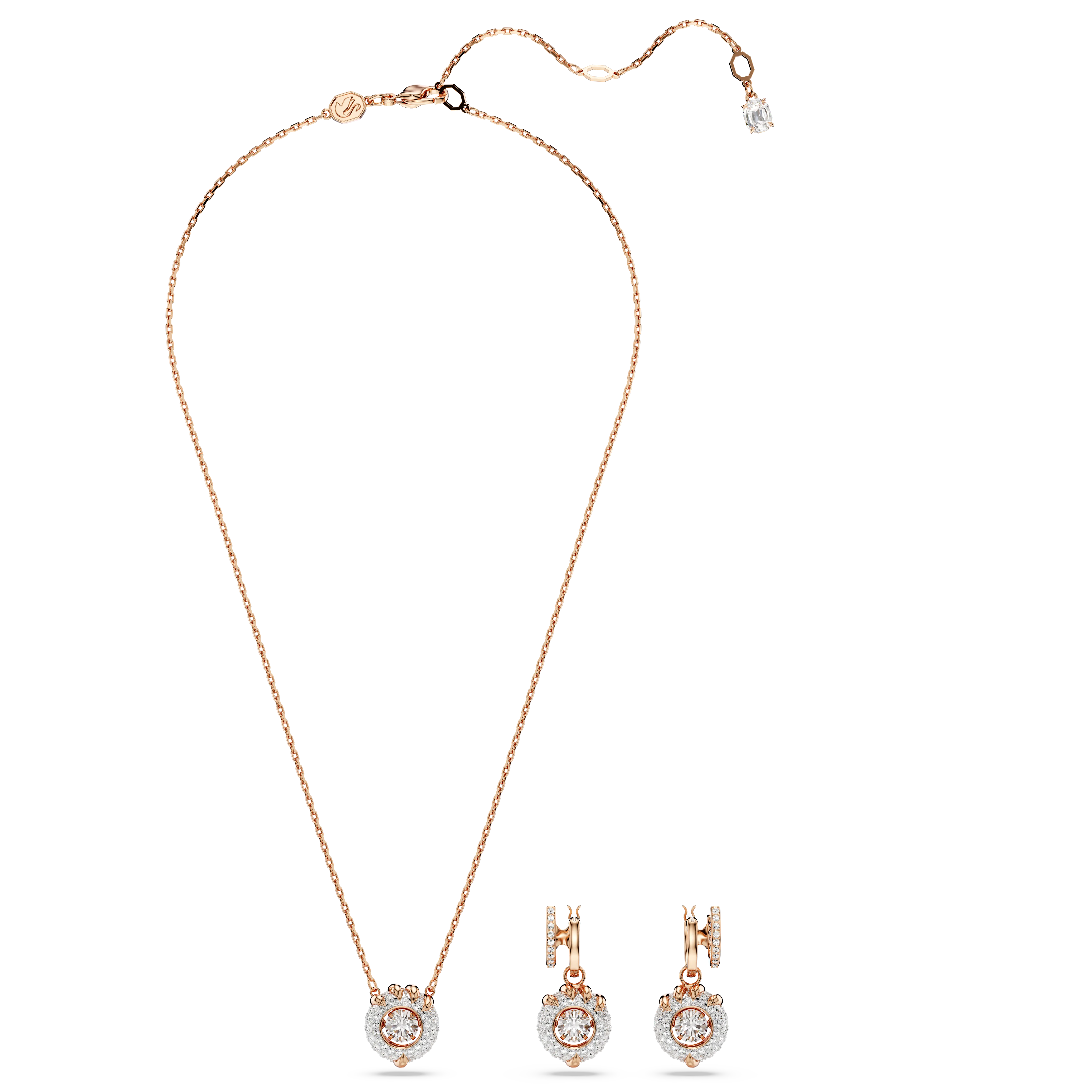 Dragon & Phoenix set Dragon’s claw/White/Rose gold-tone plated