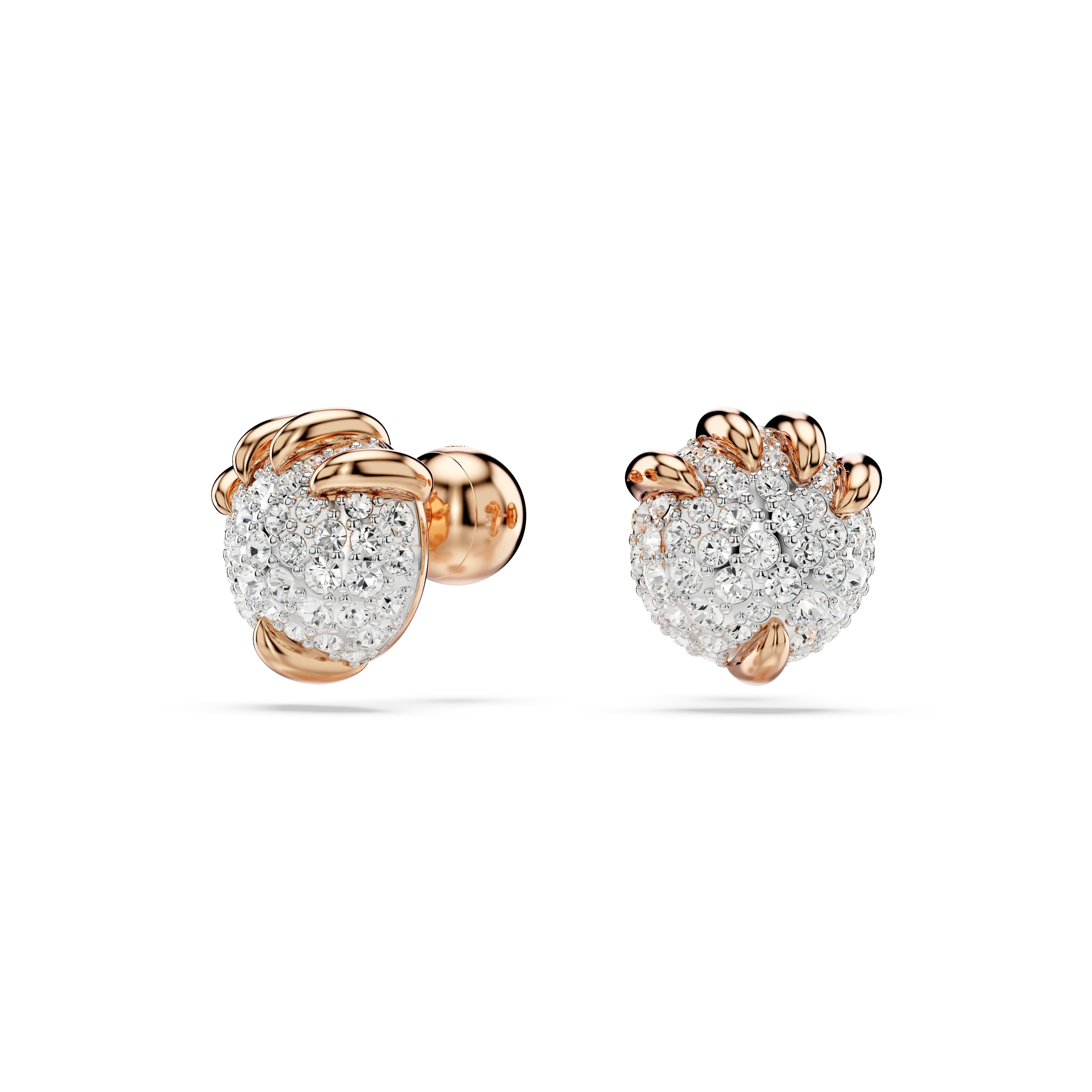 Dragon & Phoenix stud earrings Dragon’s claw/White/Rose gold-tone plated