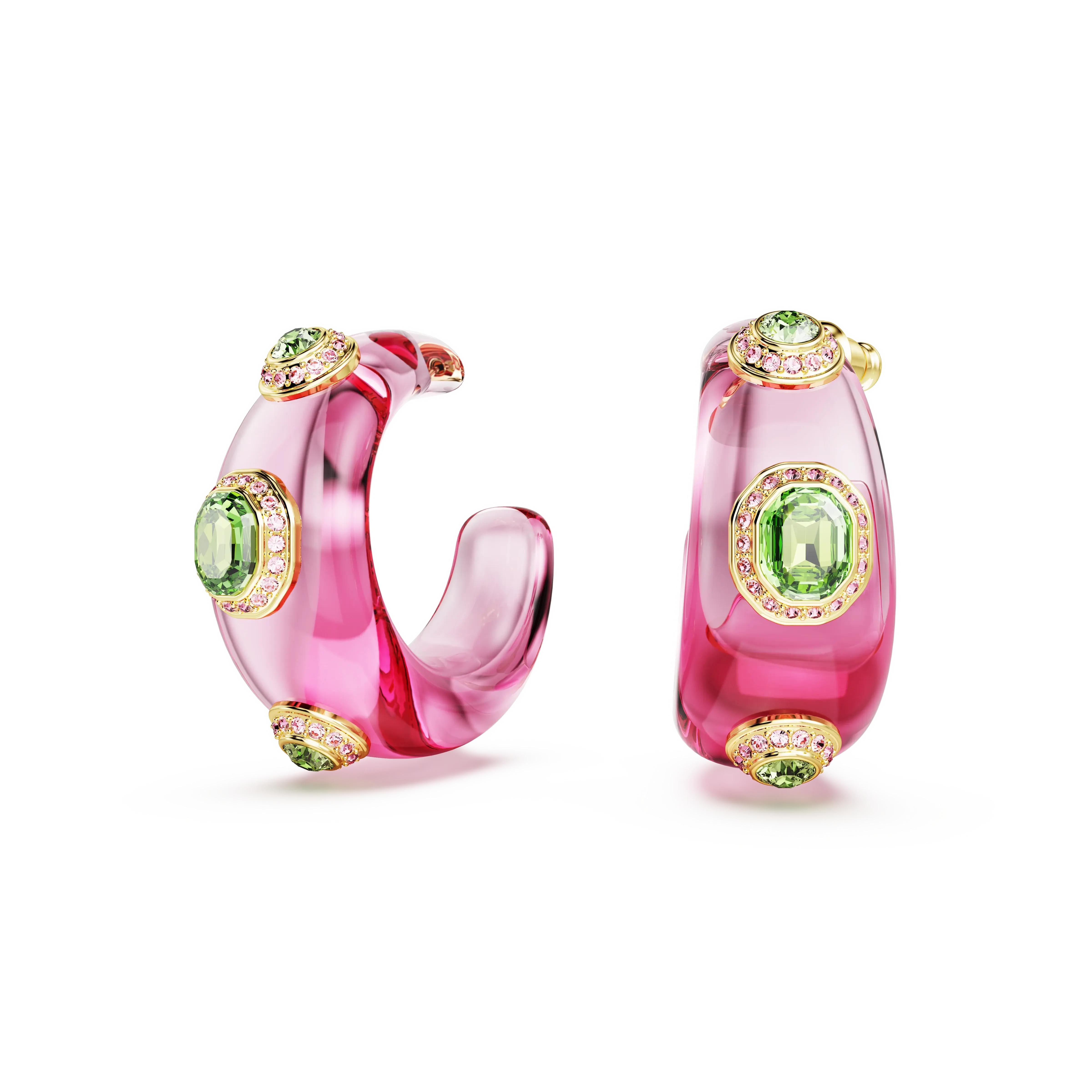 Dulcis hoop earrings Mixed cuts/Multicolored/Gold-tone plated