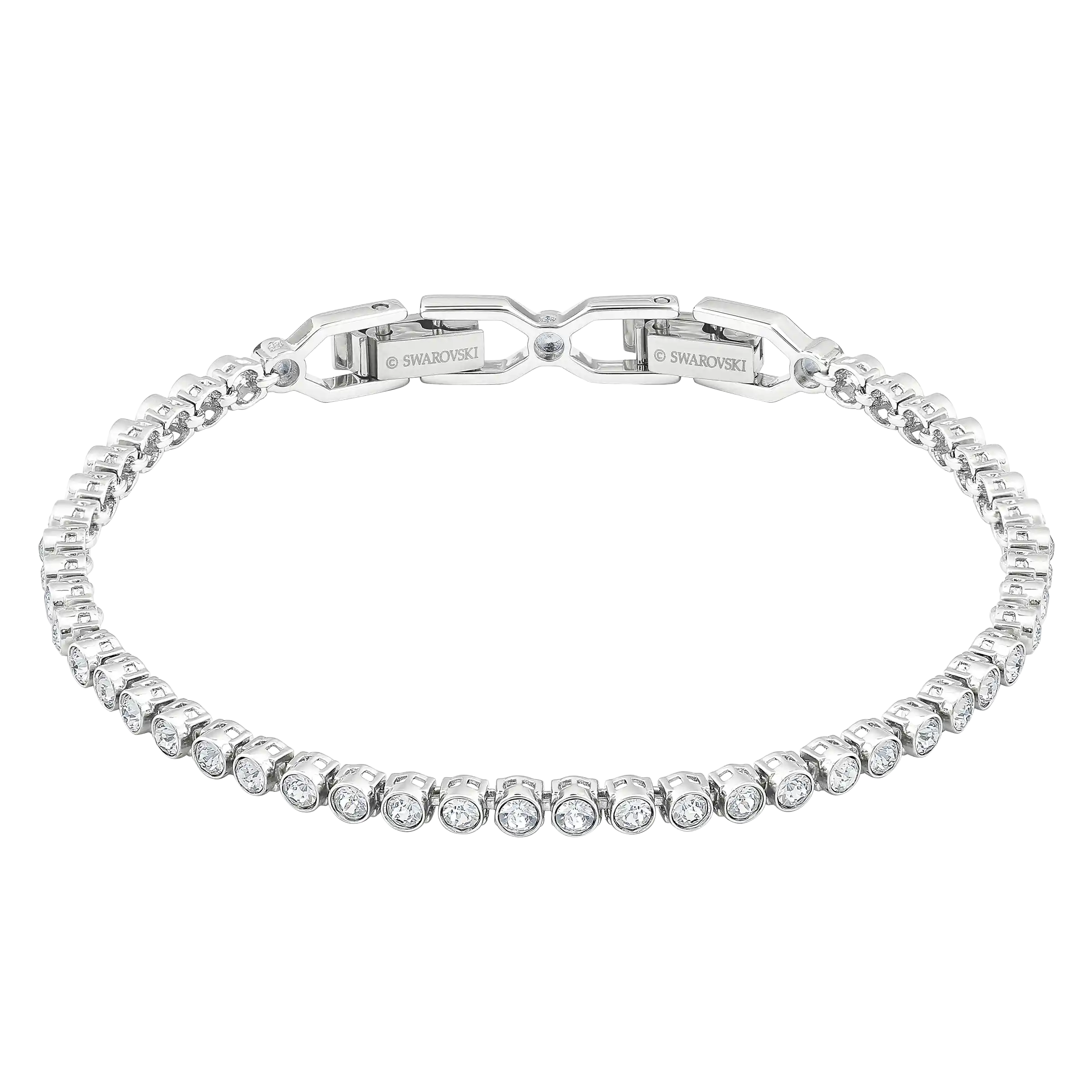 Emily Tennis bracelet Round cut/White/Rhodium plated