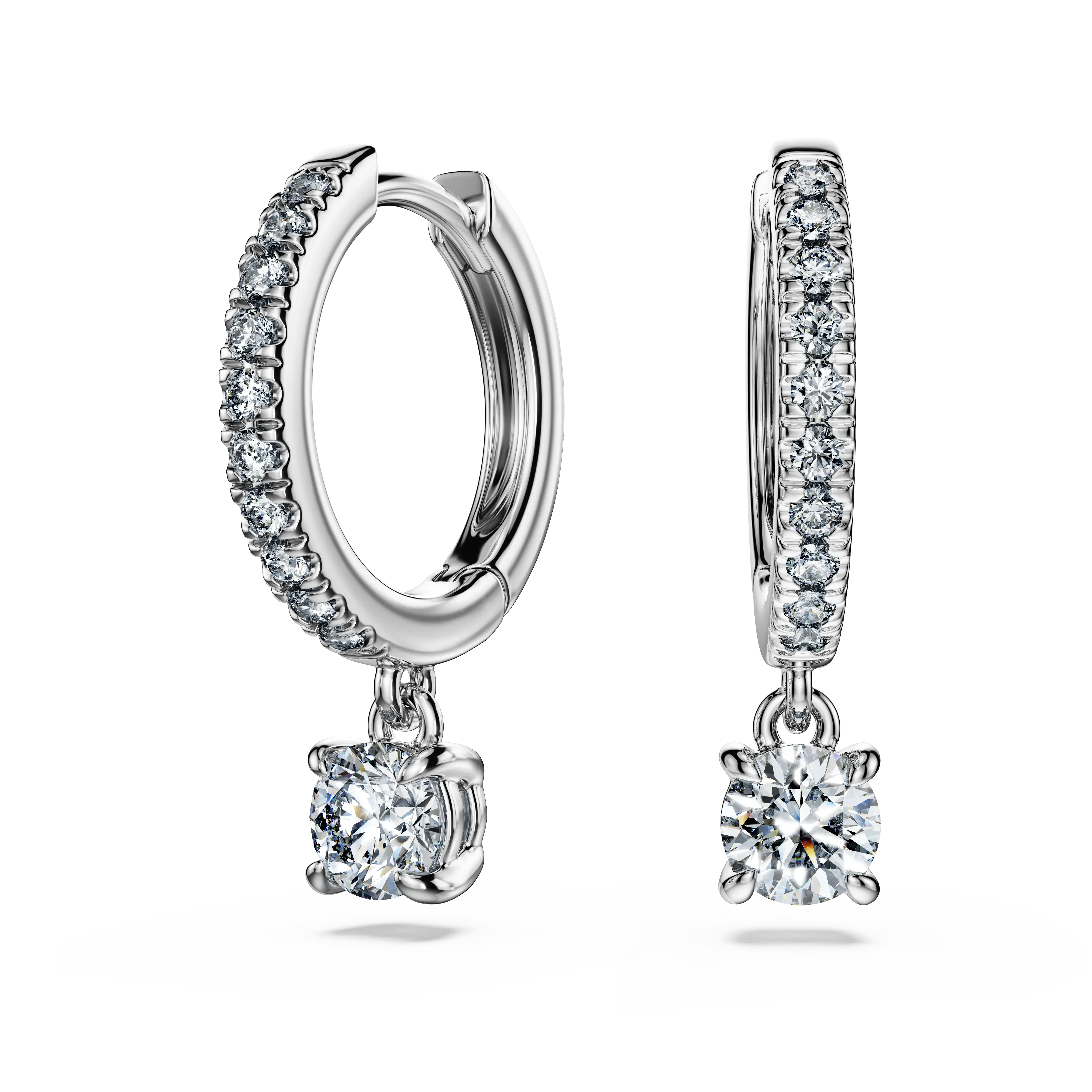 Eternity drop earrings Lab-grown diamonds 0.7 ct tw/Round shape/14K white gold