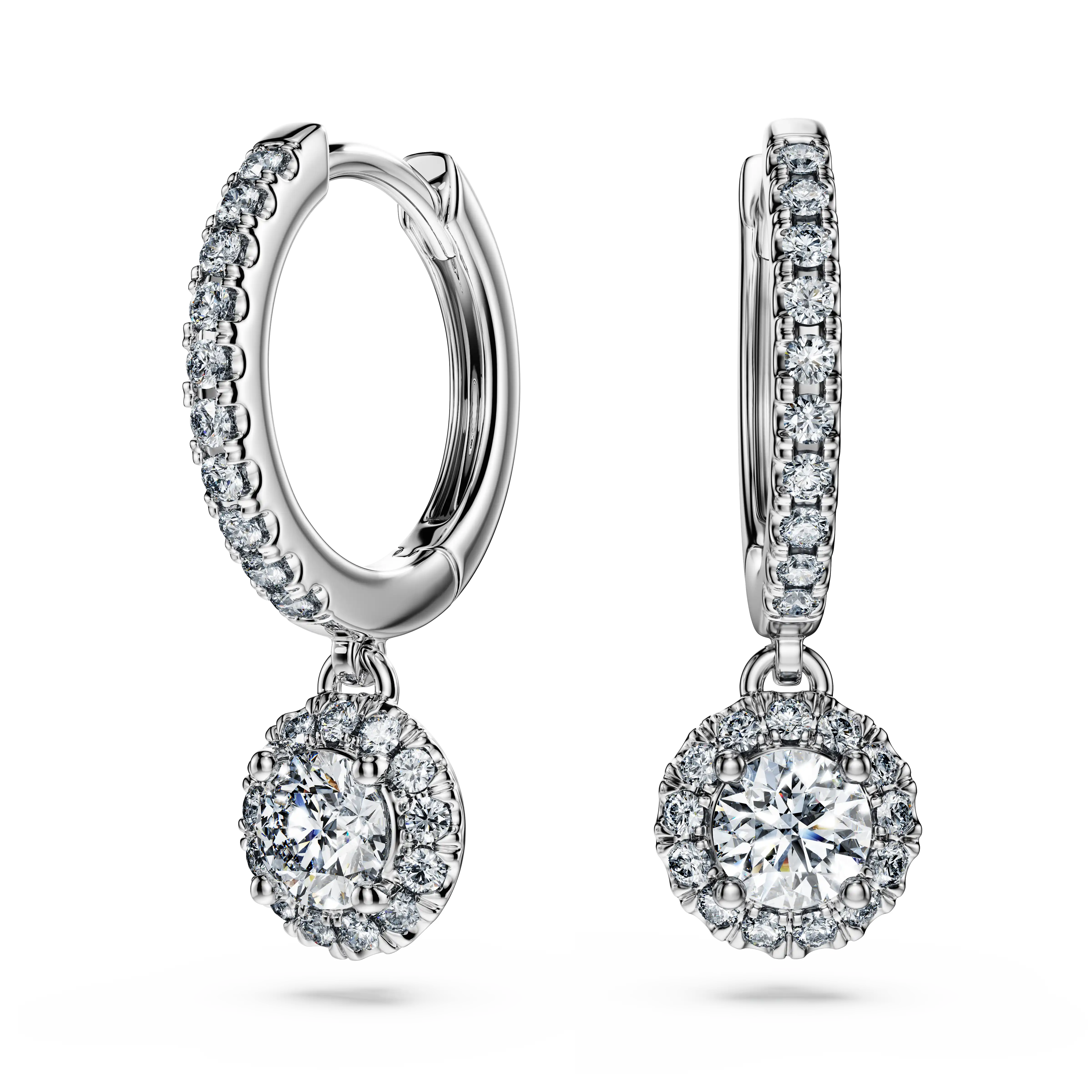 Eternity drop earrings Lab-grown diamonds 1.1 ct tw/Round shape/14K white gold