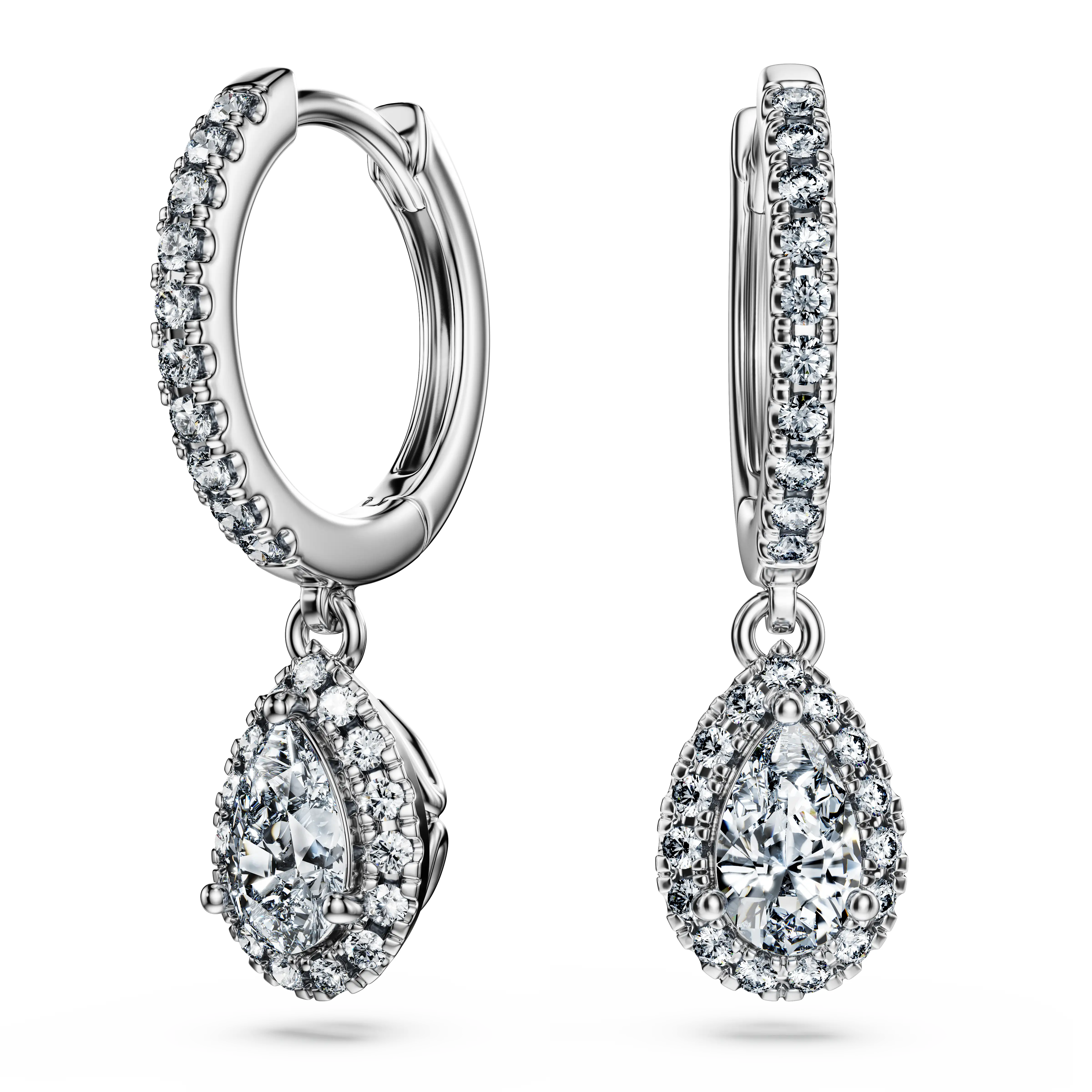 Eternity drop earrings Lab-grown diamonds 1.25 ct tw/Mixed shapes/14K white gold