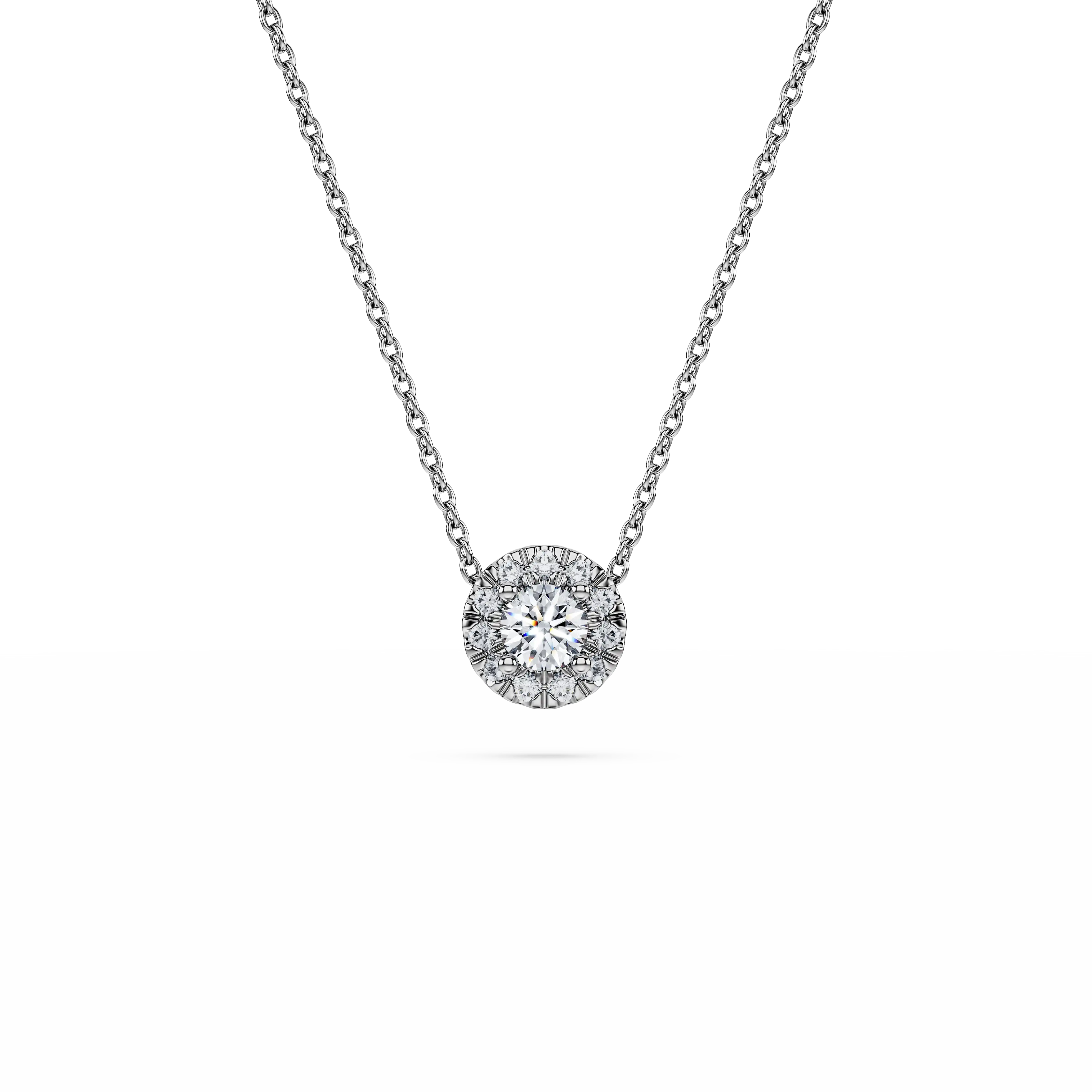 Eternity halo solitaire pendant Lab-grown diamonds 0.23 ct tw/Round shape/Sterling silver