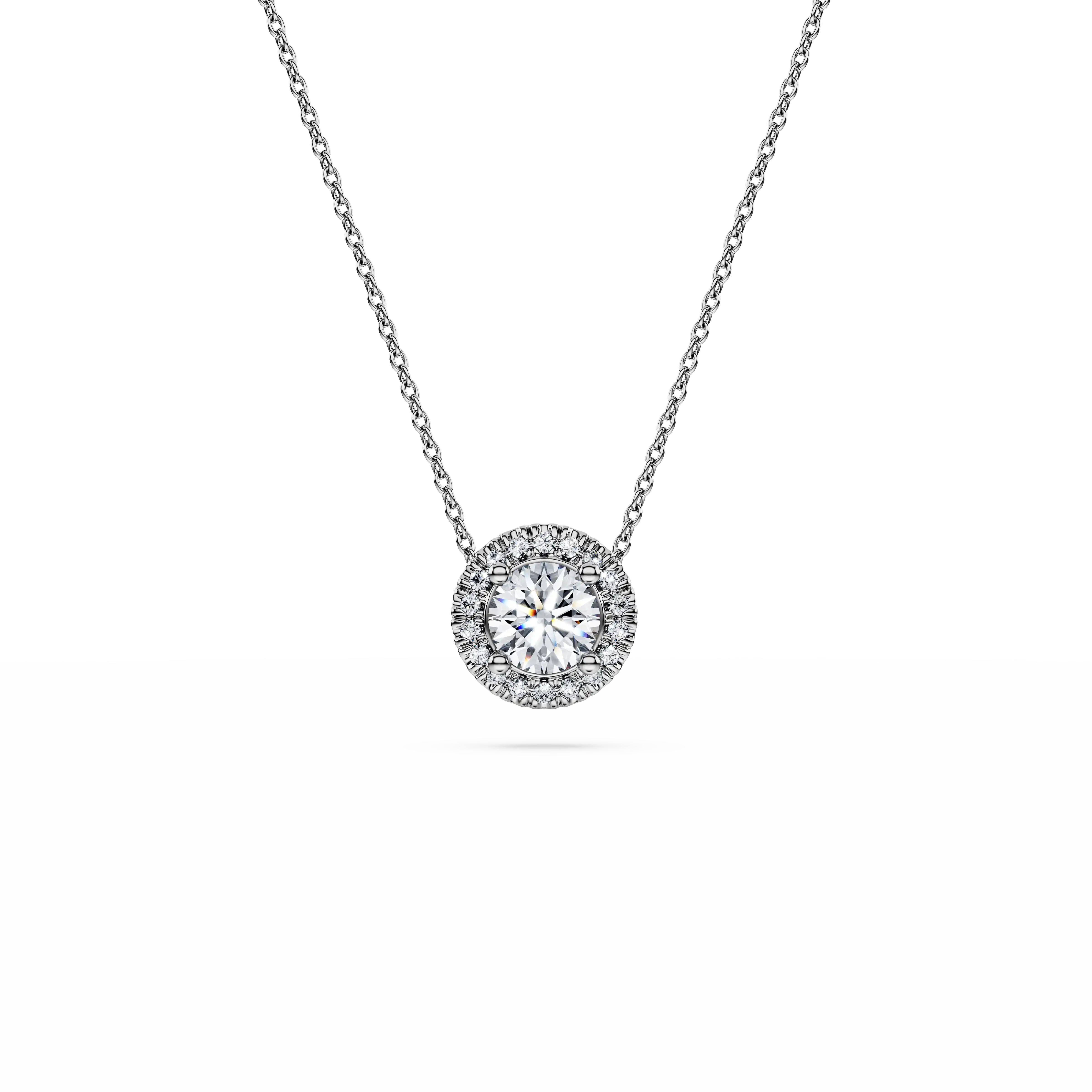 Eternity halo solitaire pendant Lab-grown diamonds 0.59 ct tw/Round shape/14K white gold