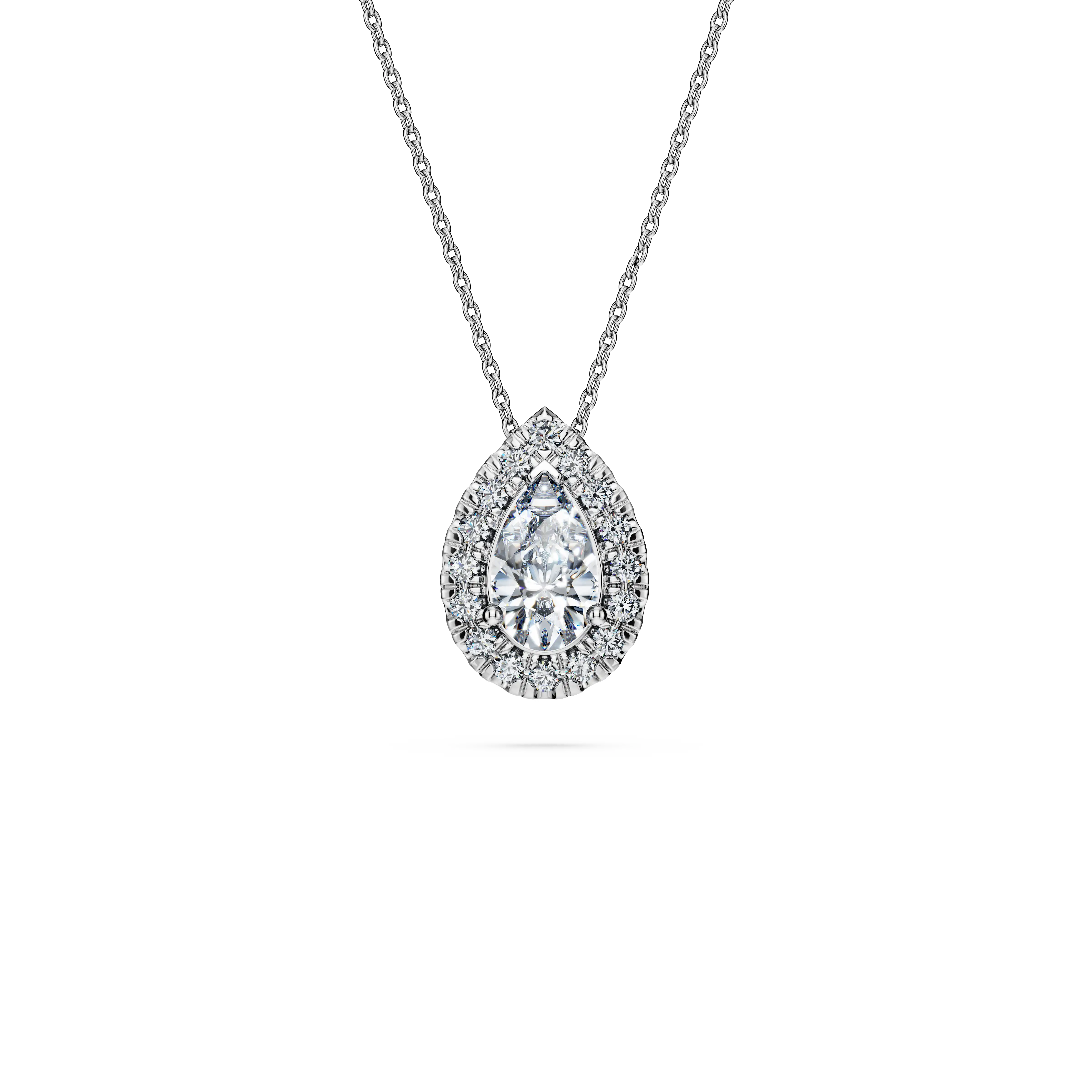 Eternity halo solitaire pendant Lab-grown diamonds 1 ct tw/Pear shape/14K white gold