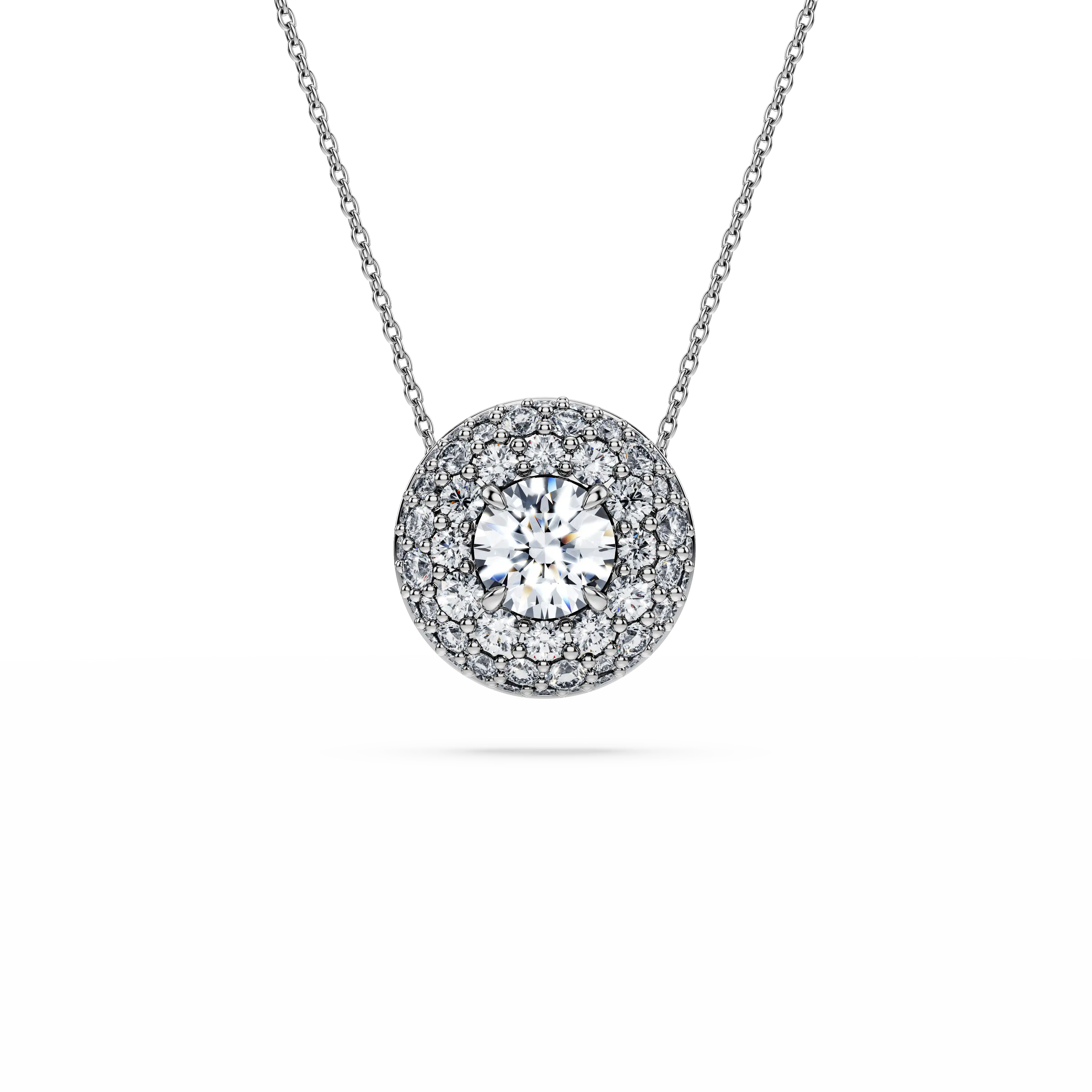 Eternity halo solitaire pendant Lab-grown diamonds 2 ct tw/Round shape/14K white gold