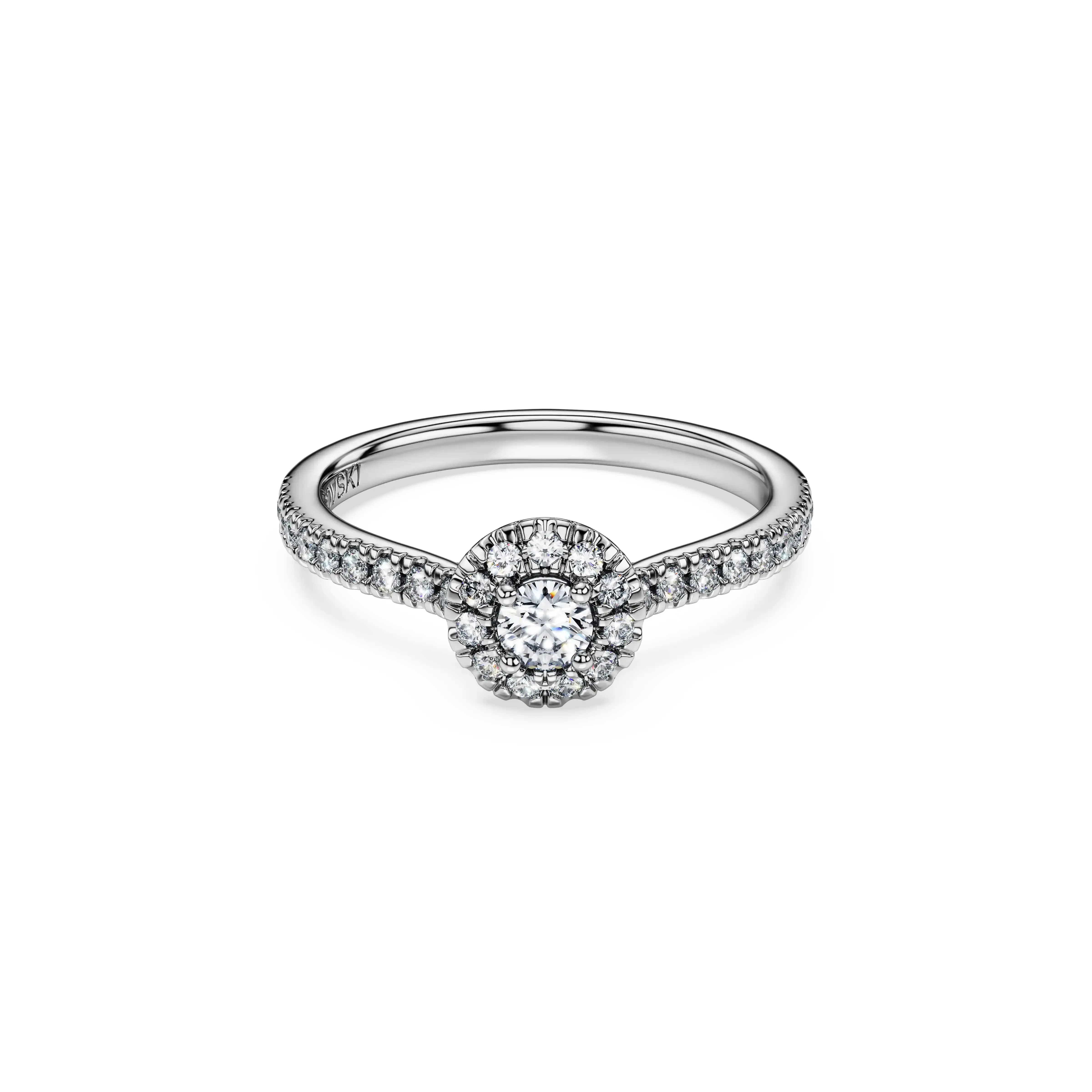 Eternity halo solitaire ring Lab-grown diamonds 0.45 ct tw/Round shape/Sterling silver