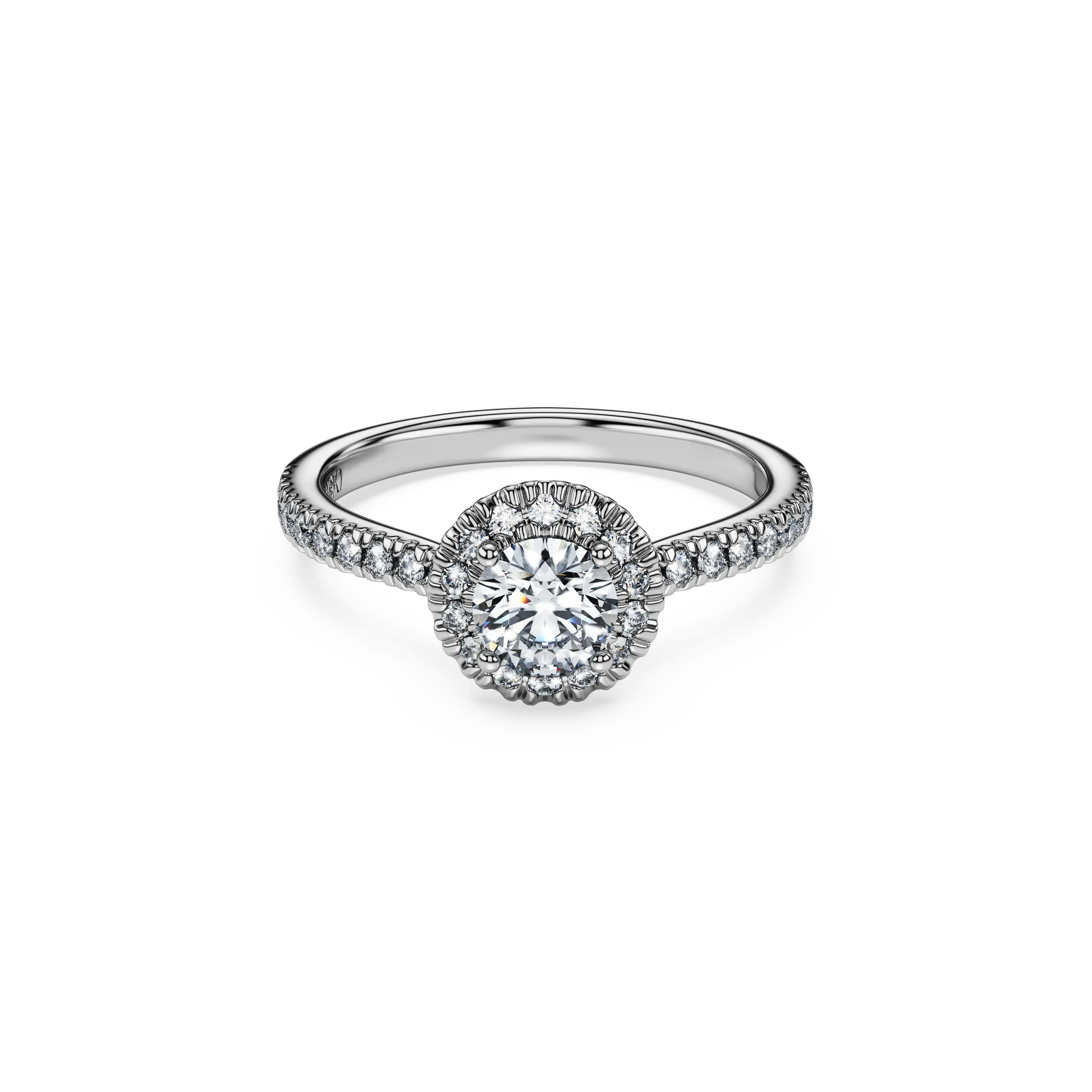 Eternity halo solitaire ring Lab-grown diamonds 0.8 ct tw/Round shape/14K white gold