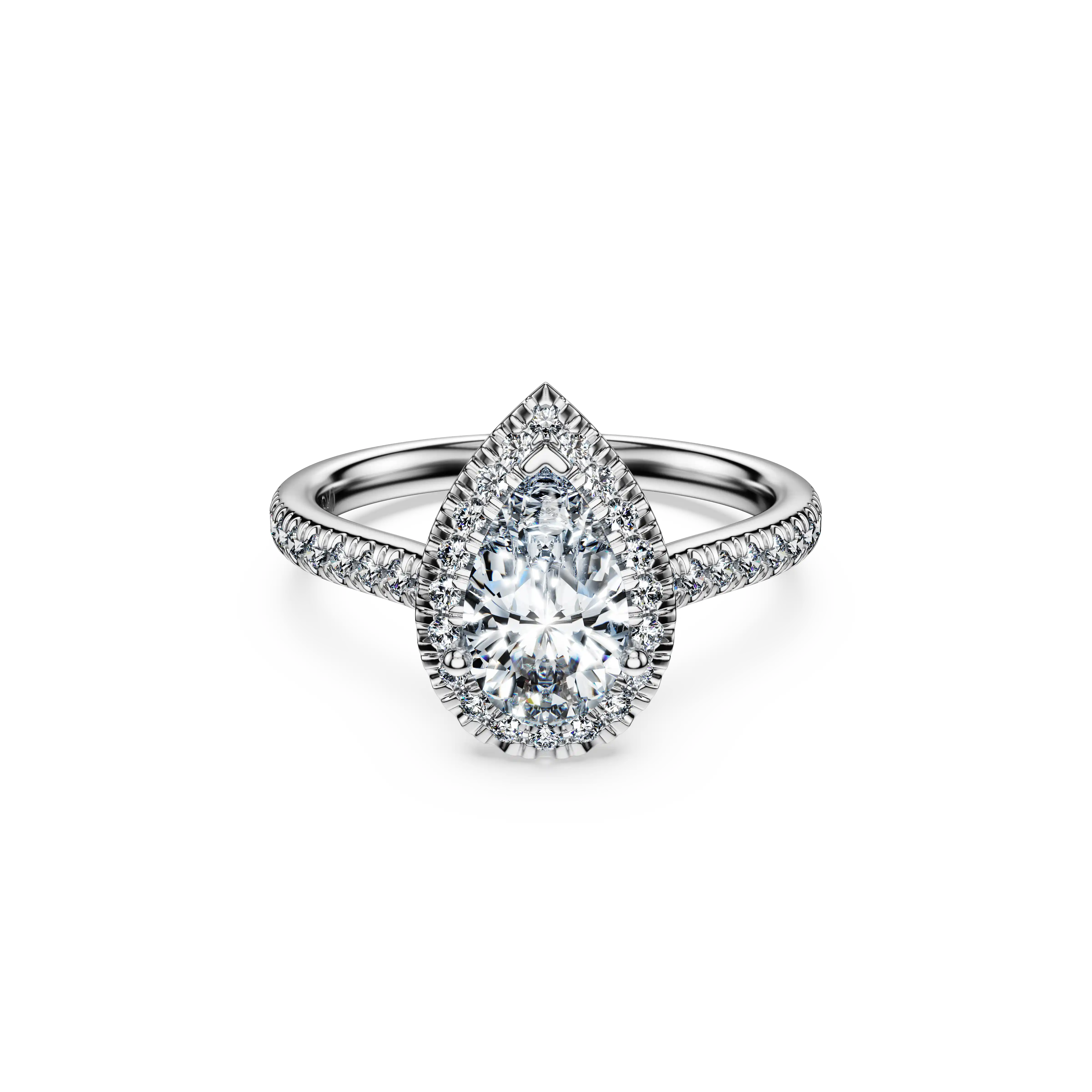 Eternity halo solitaire ring Lab-grown diamonds 1.3 ct tw/Mixed shapes/14K white gold