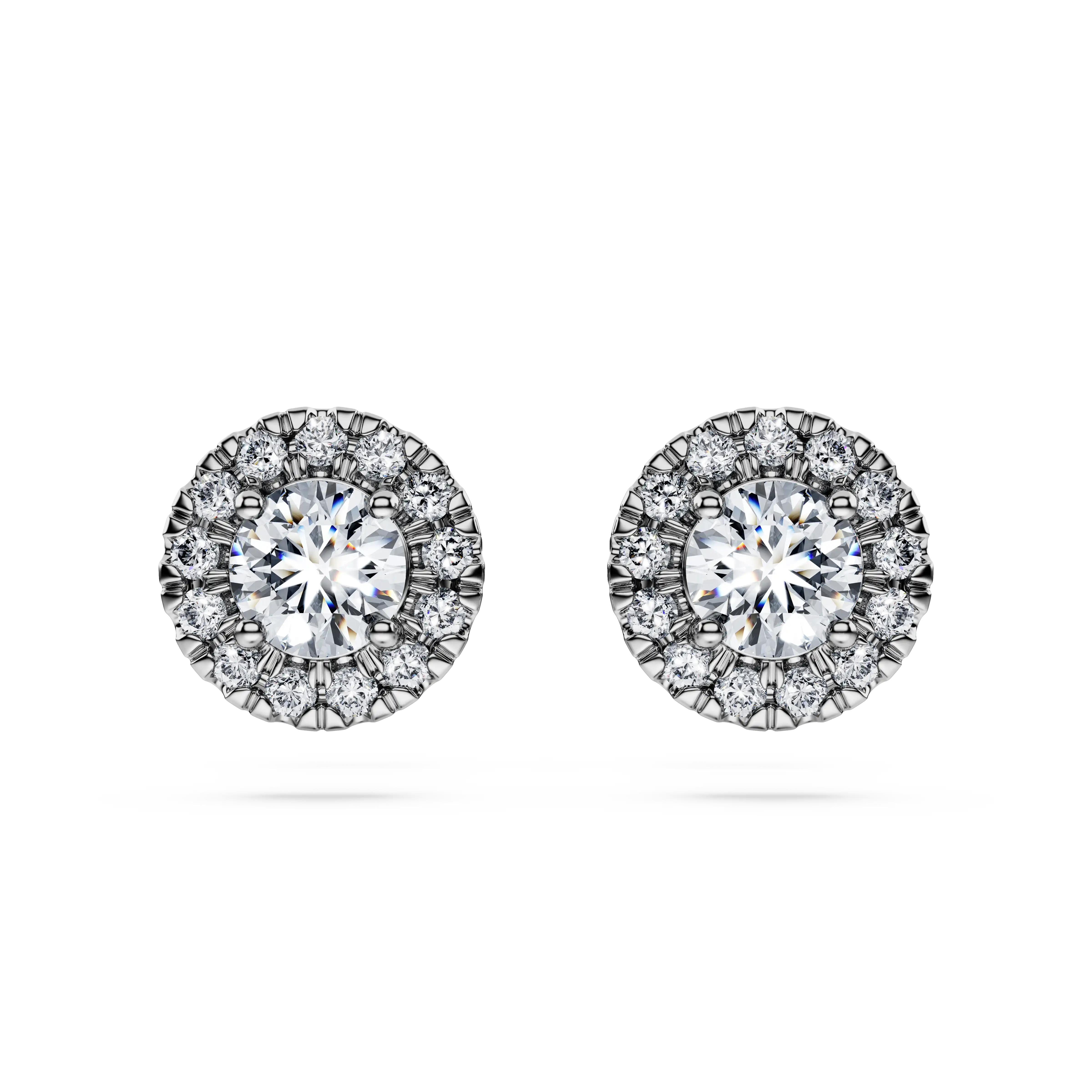Eternity halo stud earrings Lab-grown diamonds 0.75 ct tw/Round shape/14K white gold