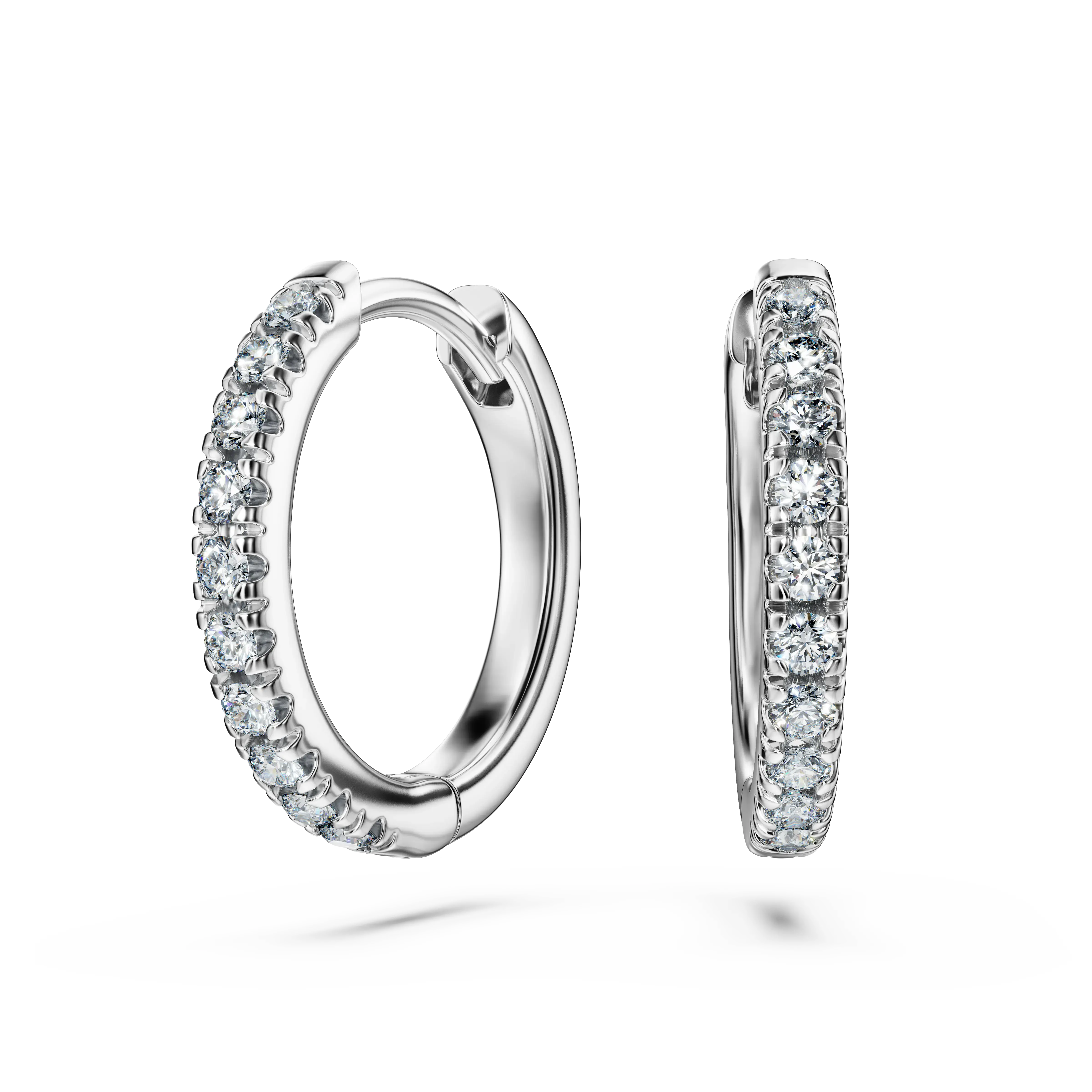 Eternity hoop earrings Lab-grown diamonds 0.2 ct tw/Round shape/Medium/14K white gold