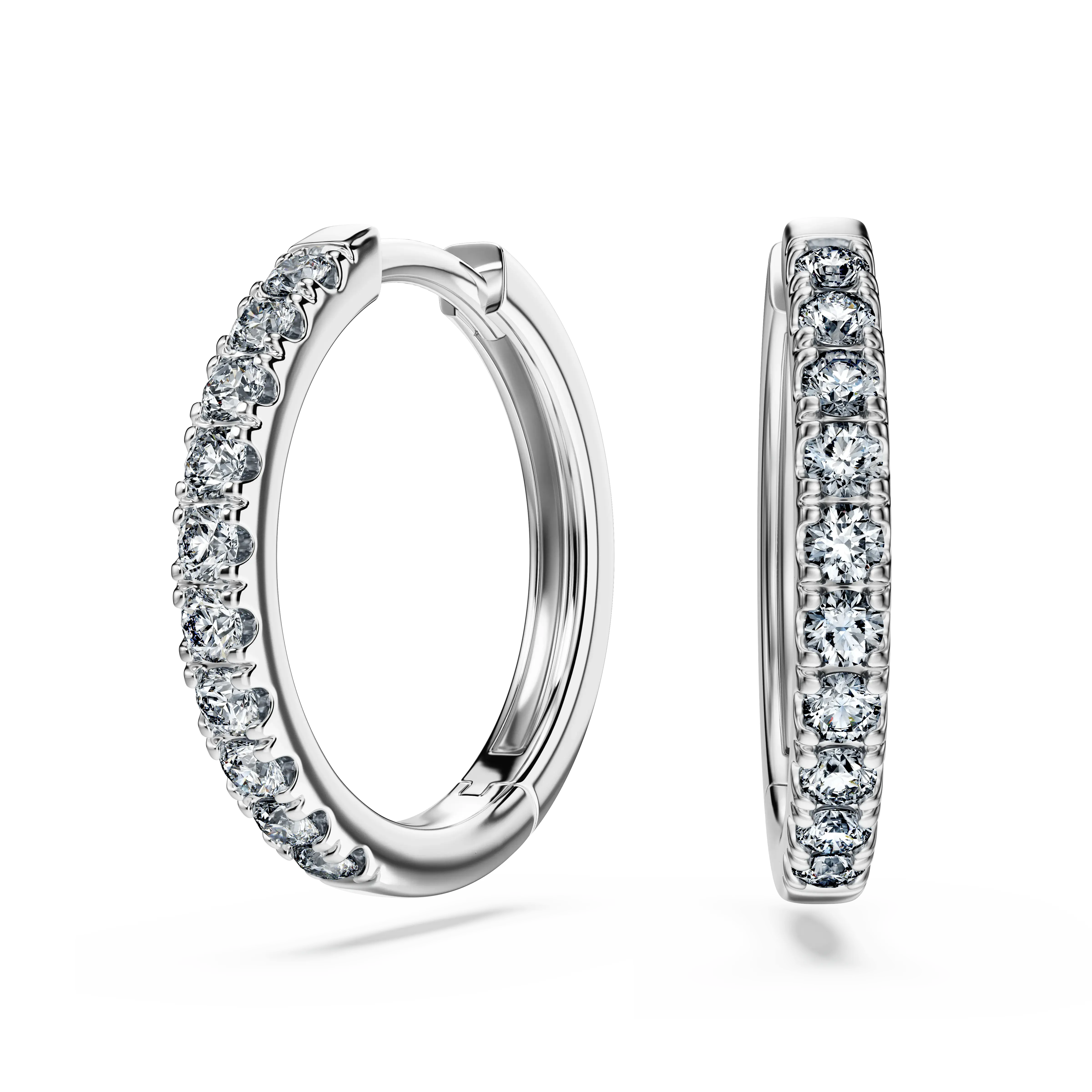 Eternity hoop earrings Lab-grown diamonds 0.5 ct tw/Round shape/Large/14K white gold