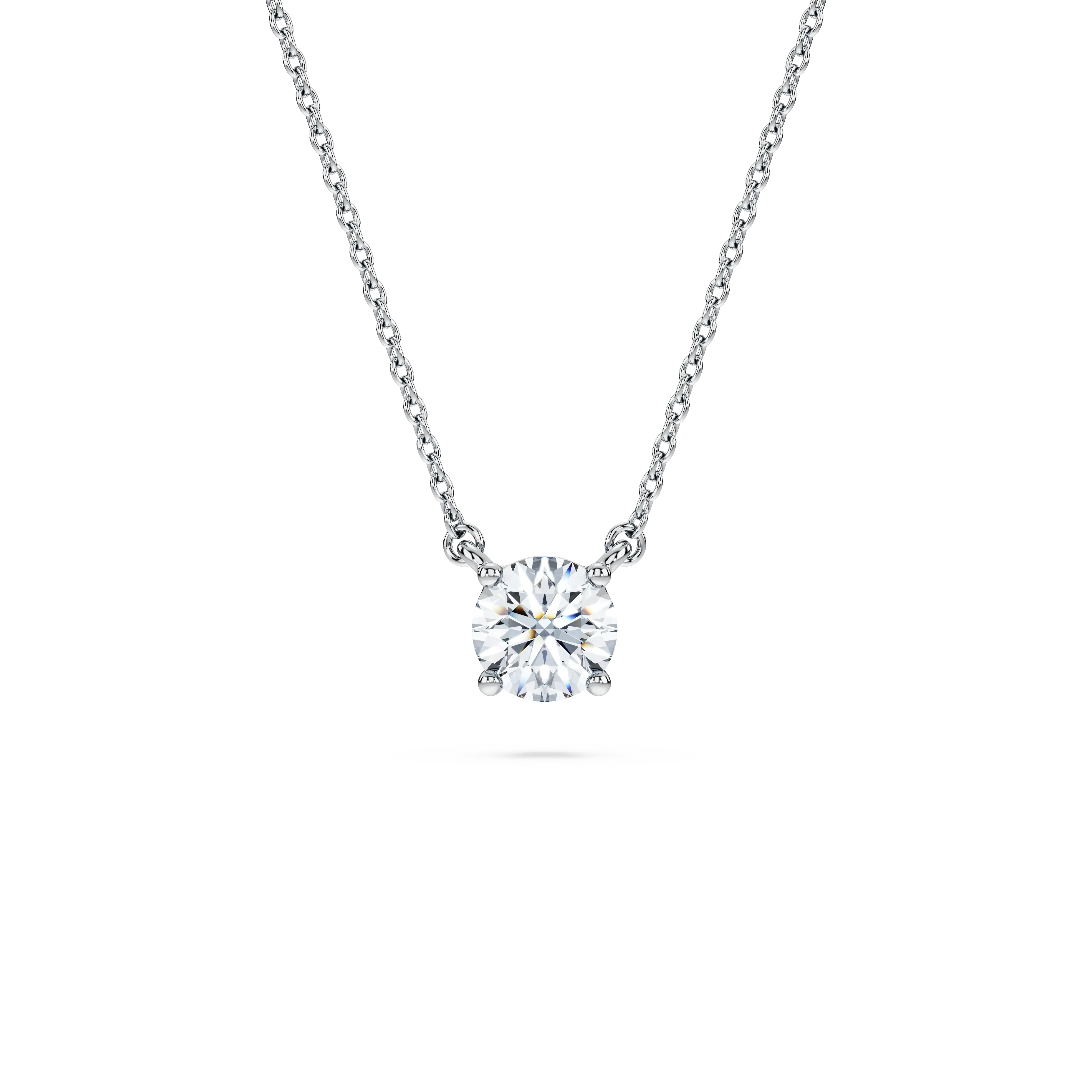 Eternity solitaire pendant Lab-grown diamonds 0.5 ct tw/Round shape/14K white gold