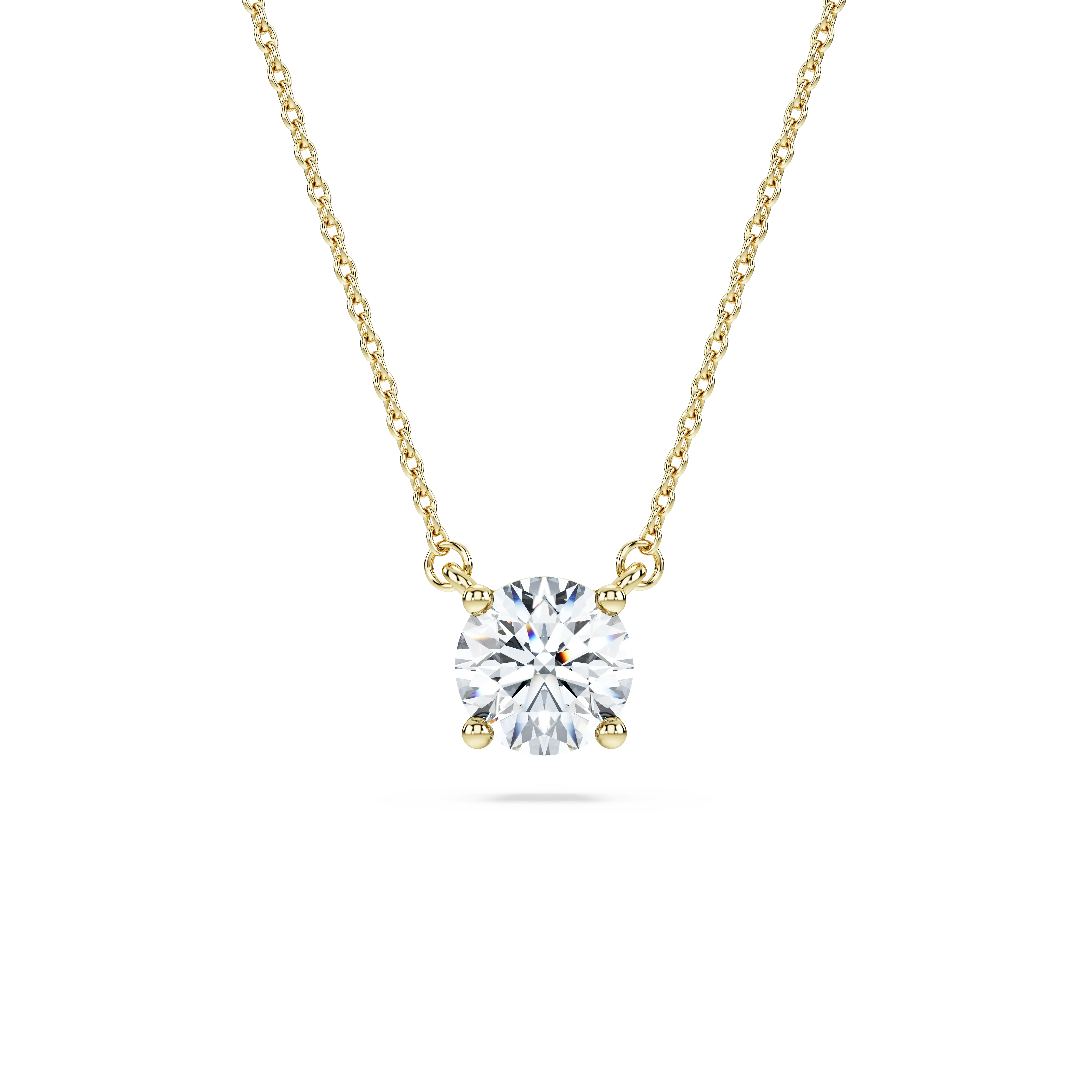 Eternity solitaire pendant Lab-grown diamonds 1 ct tw/Round shape/14K yellow gold