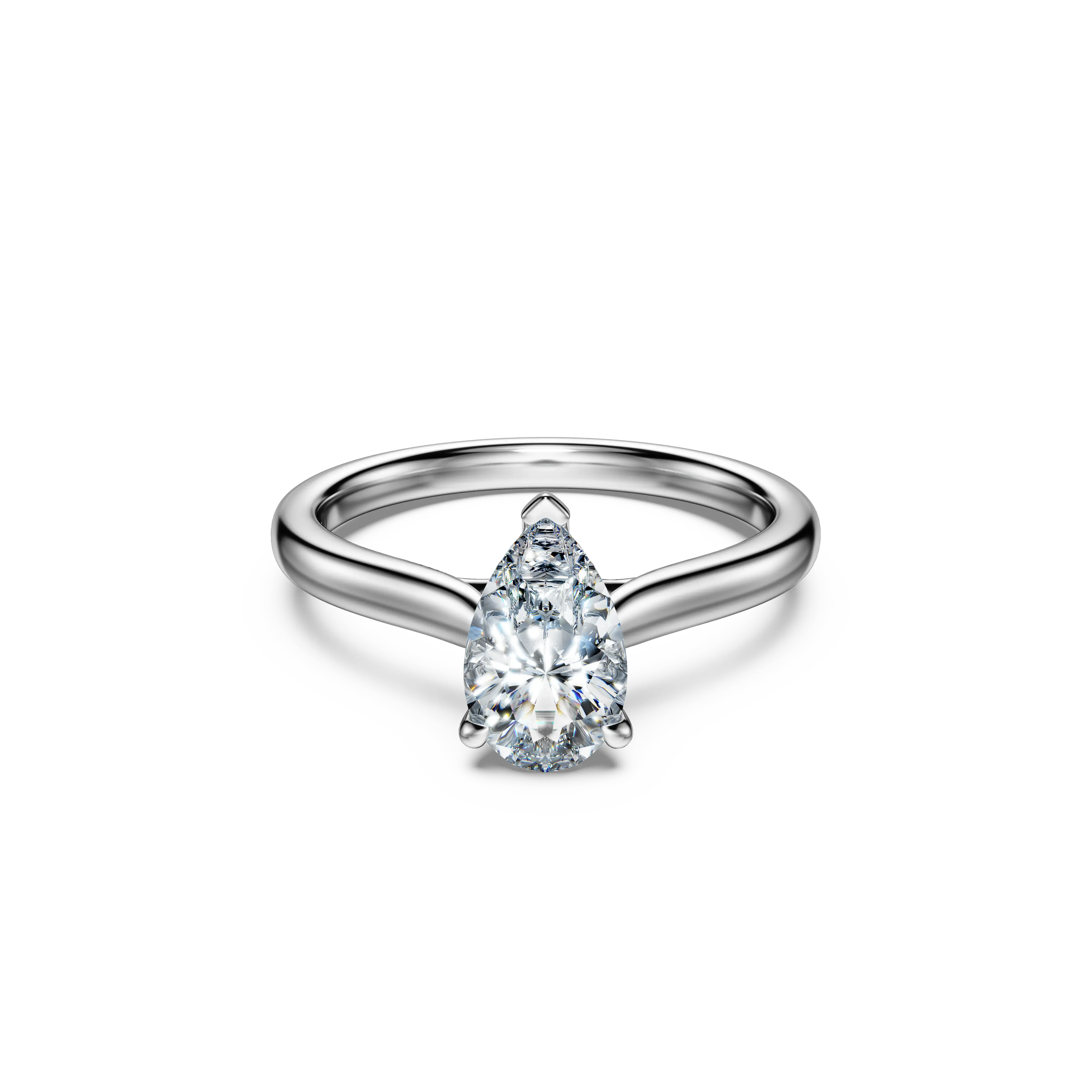 Eternity solitaire ring Lab-grown diamonds 1 ct tw/Pear shape/14K white gold