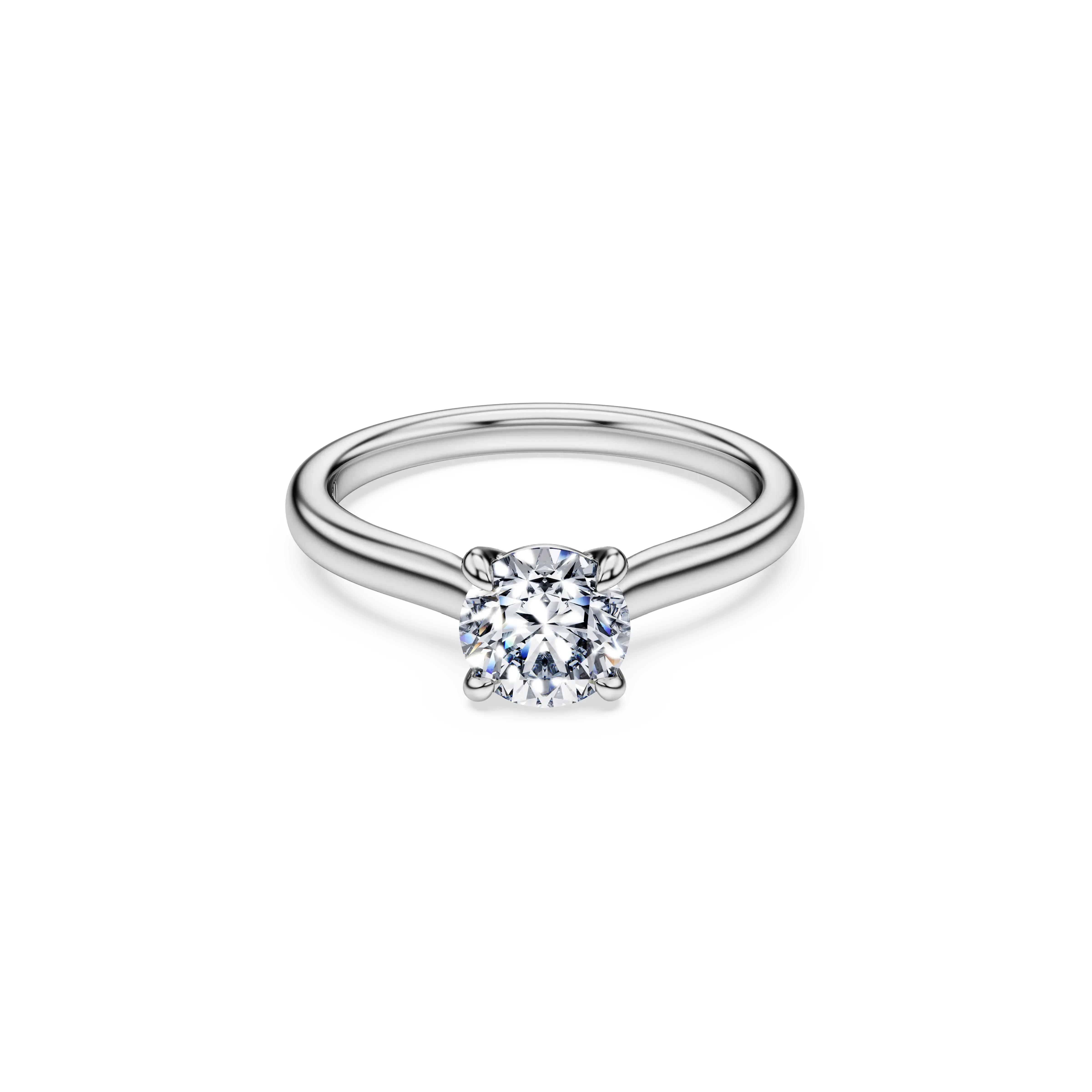Eternity solitaire ring Lab-grown diamonds 1 ct tw/Round shape/14K white gold