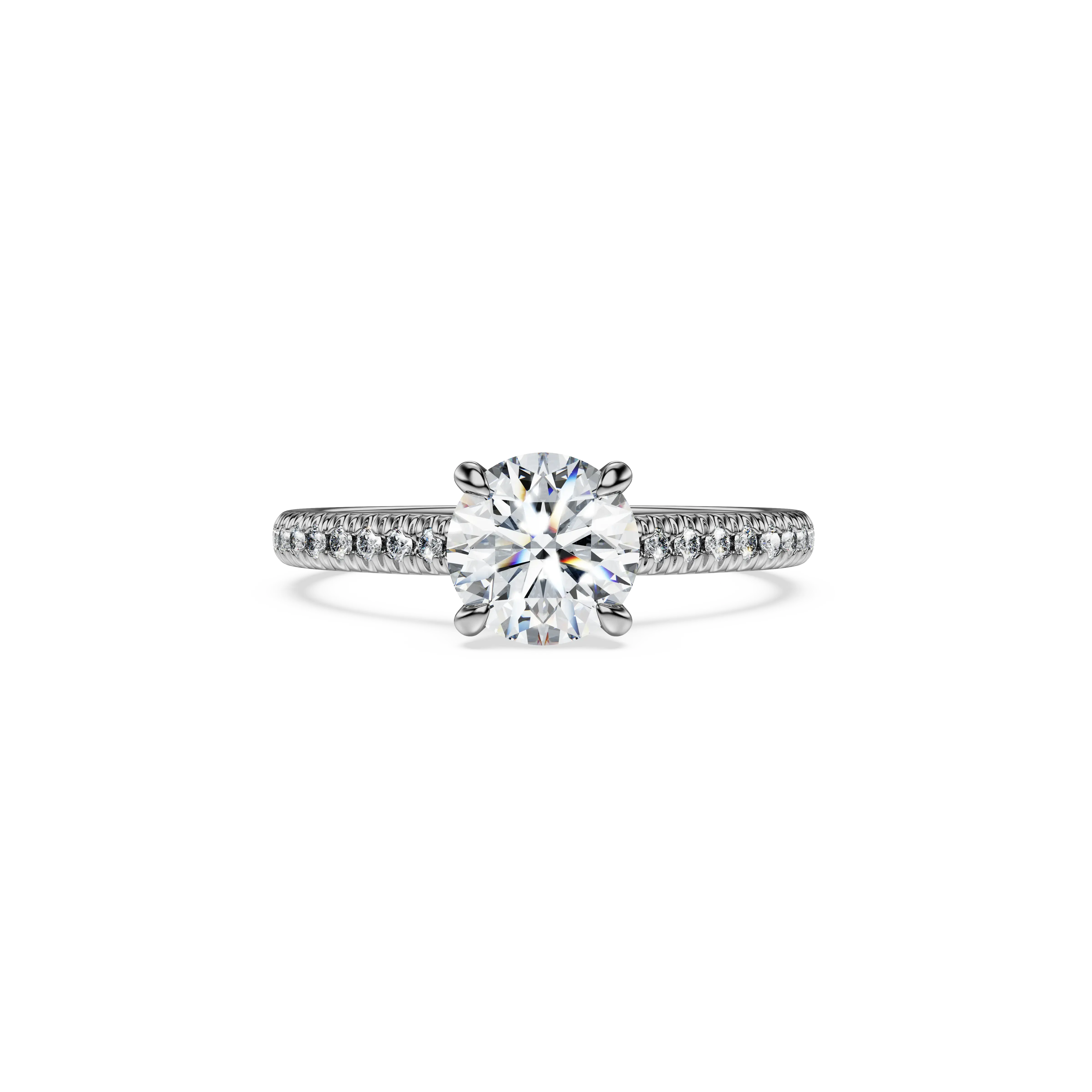 Eternity solitaire ring Lab-grown diamonds 1.2 ct tw/Round shape/14K white gold