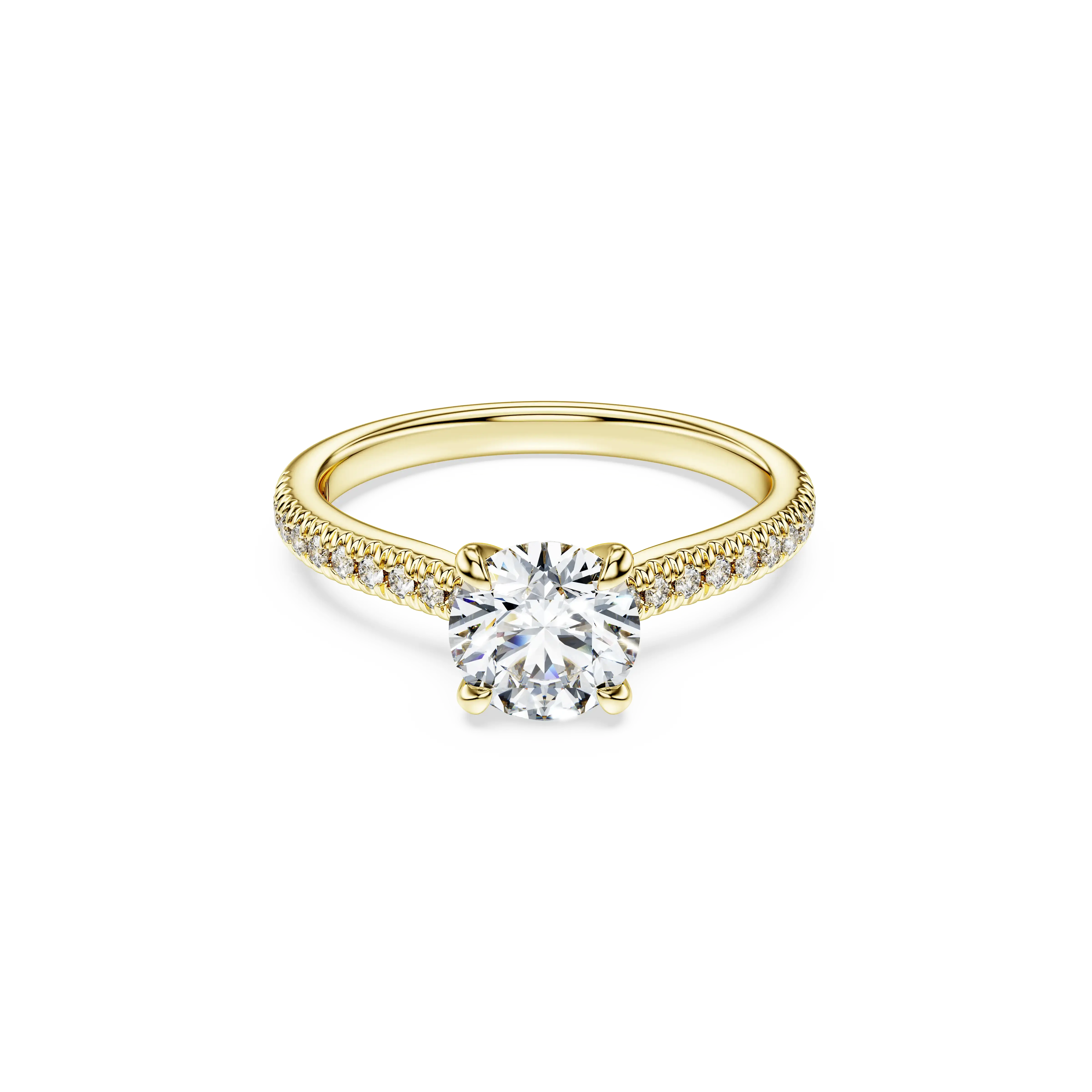 Eternity solitaire ring Lab-grown diamonds 1.2 ct tw/Round shape/14K yellow gold