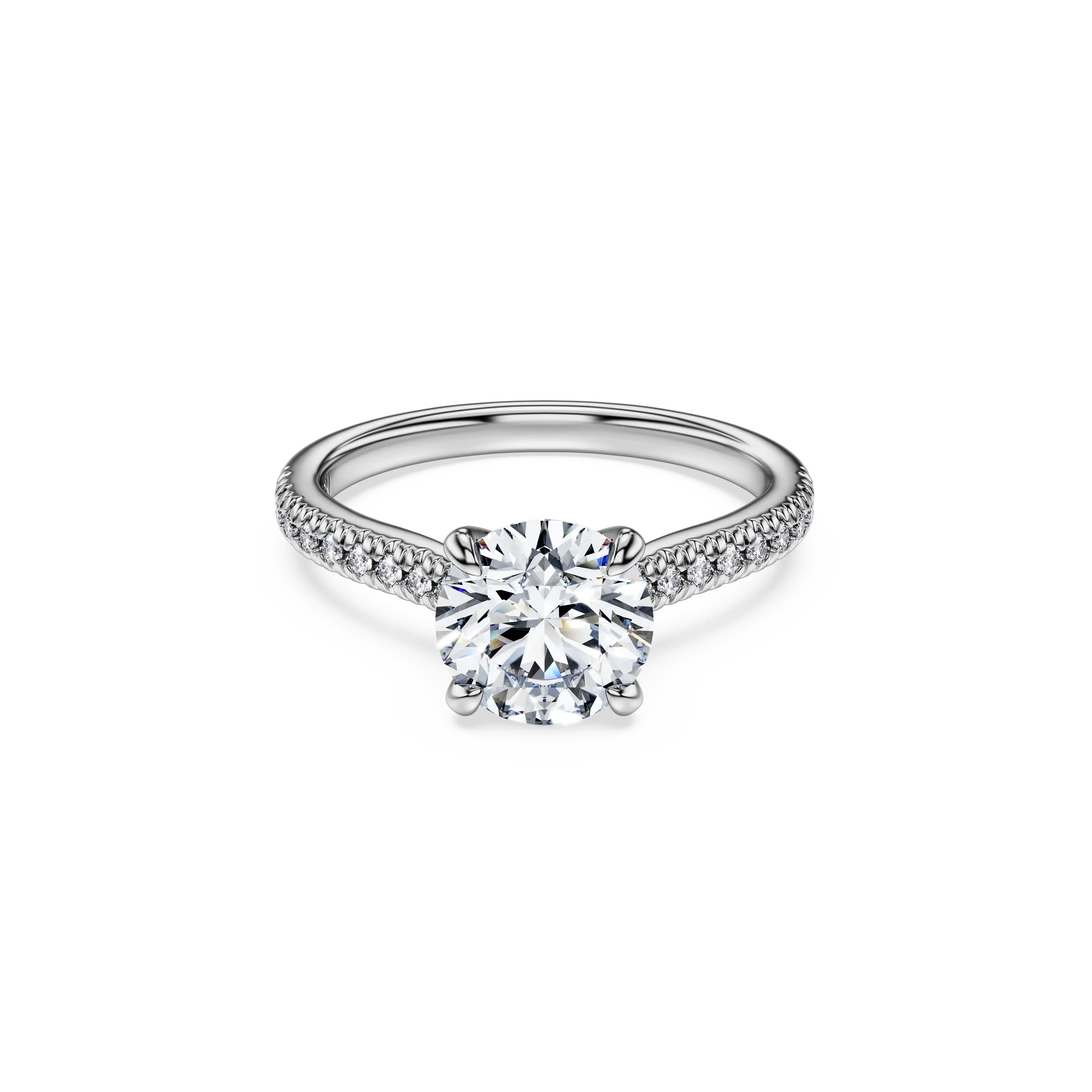 Eternity solitaire ring Lab-grown diamonds 1.7 ct tw/Round shape/14K white gold