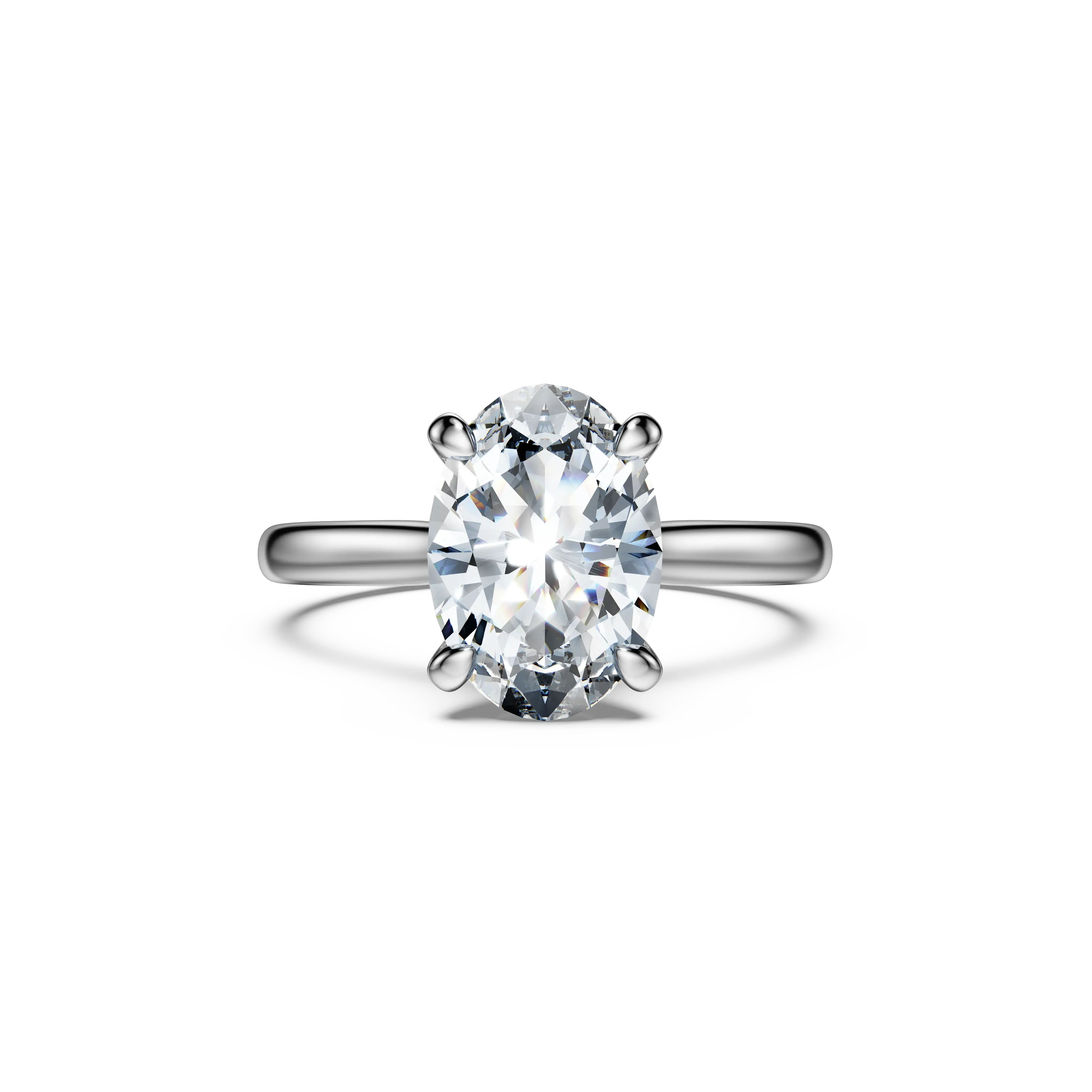 Eternity solitaire ring Lab-grown diamonds 2 ct tw/Oval shape/14K white gold