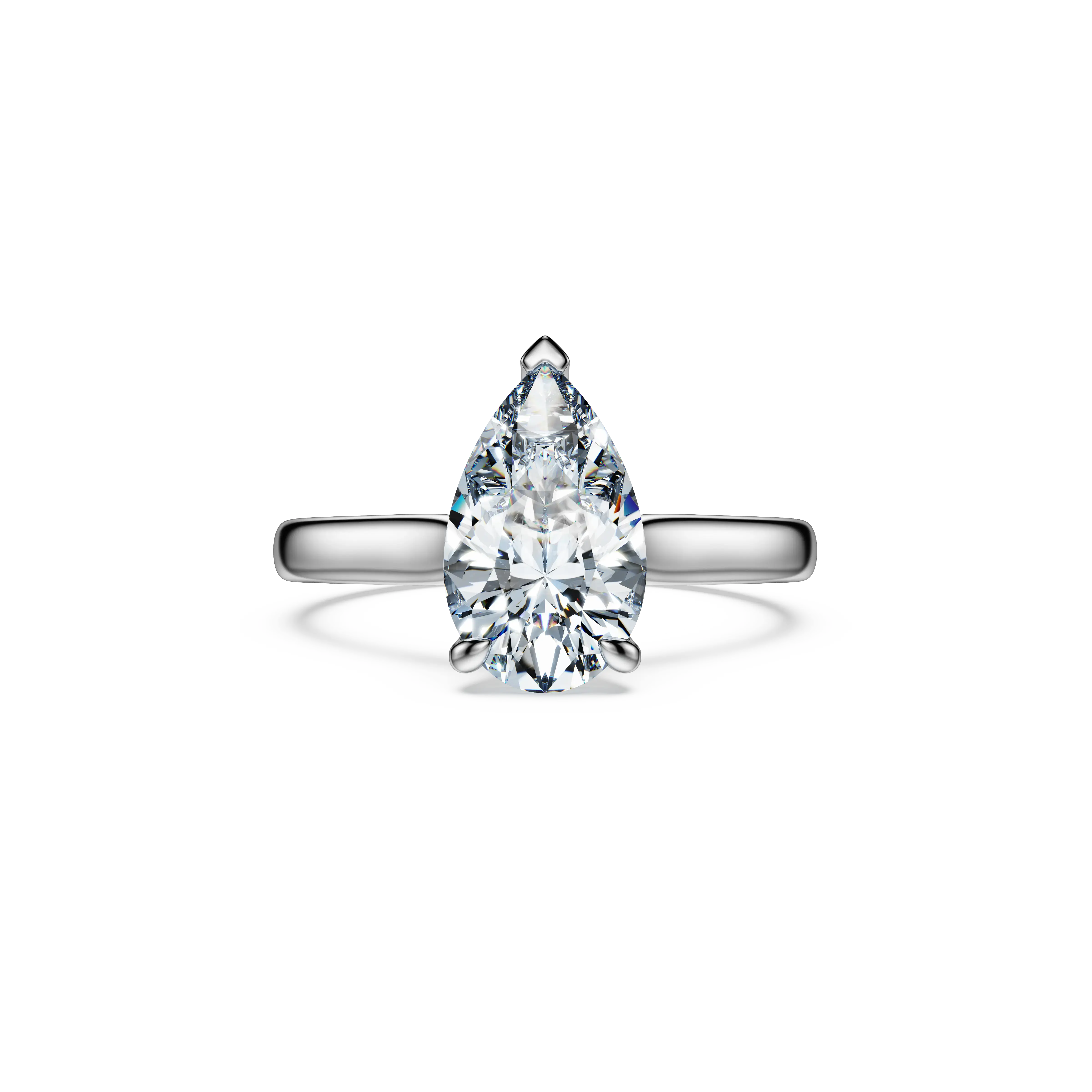 Eternity solitaire ring Lab-grown diamonds 2 ct tw/Pear shape/14K white gold
