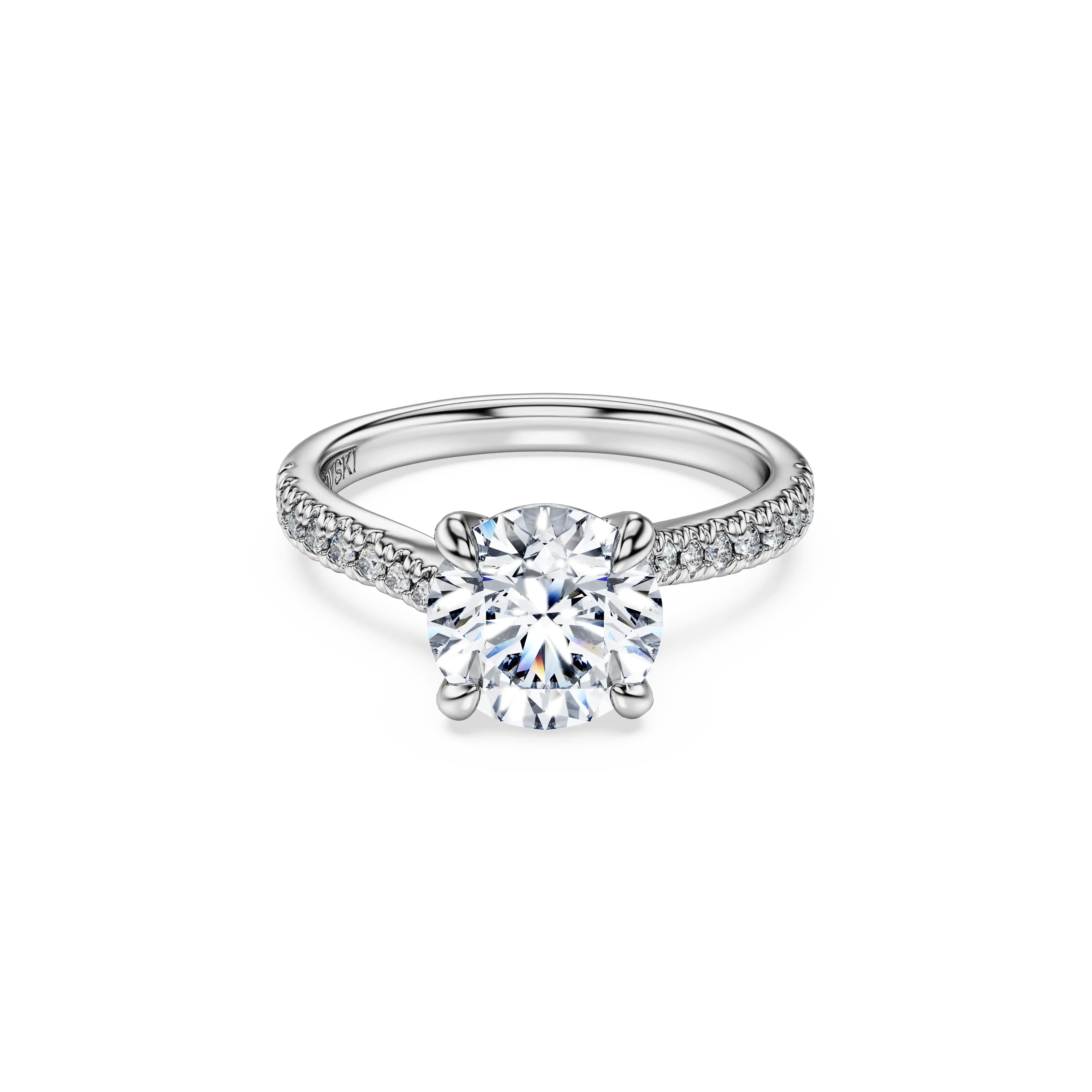 Eternity solitaire ring Lab-grown diamonds 2.25 ct tw/Round shape/14K white gold