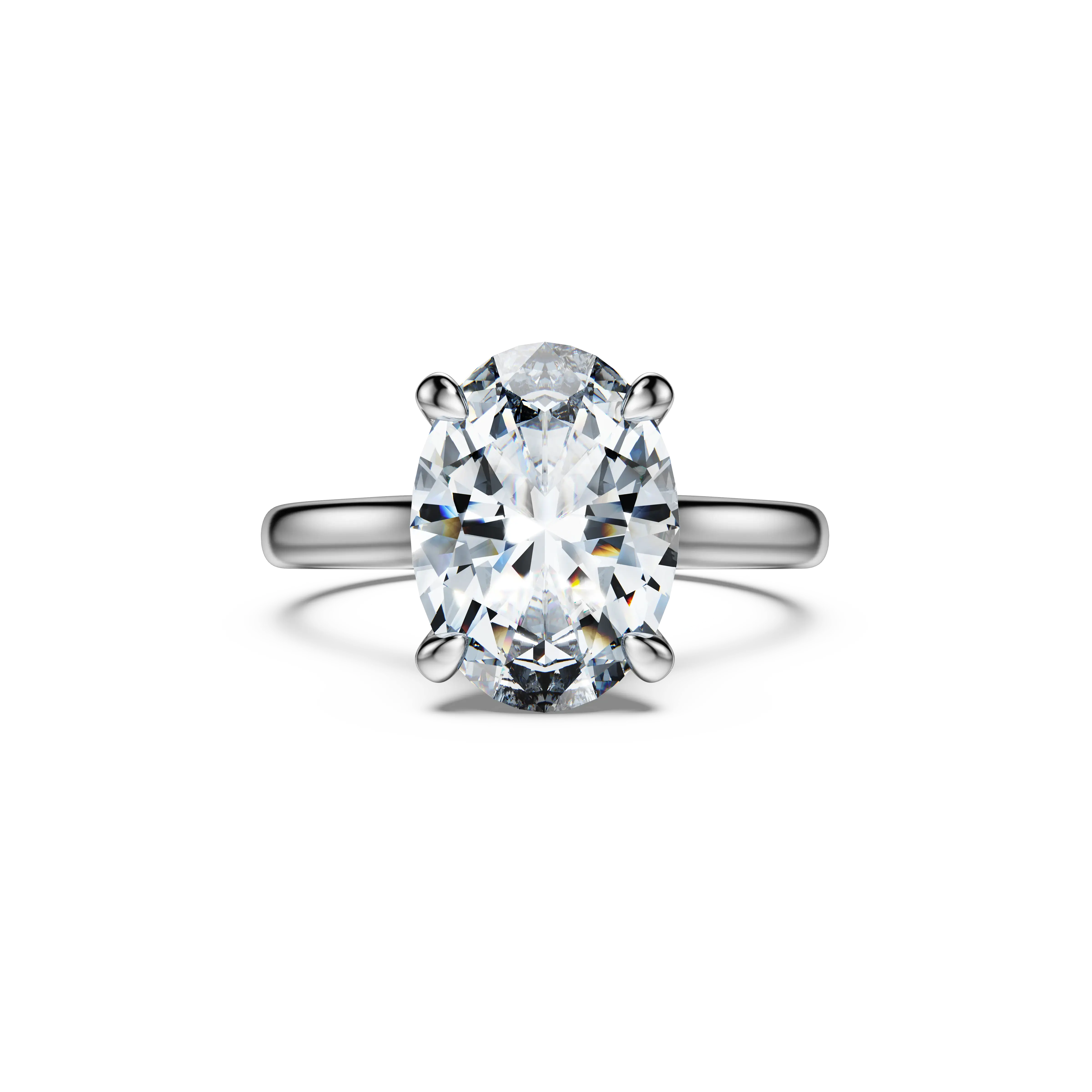 Eternity solitaire ring Lab-grown diamonds 3 ct tw/Oval shape/14K white gold