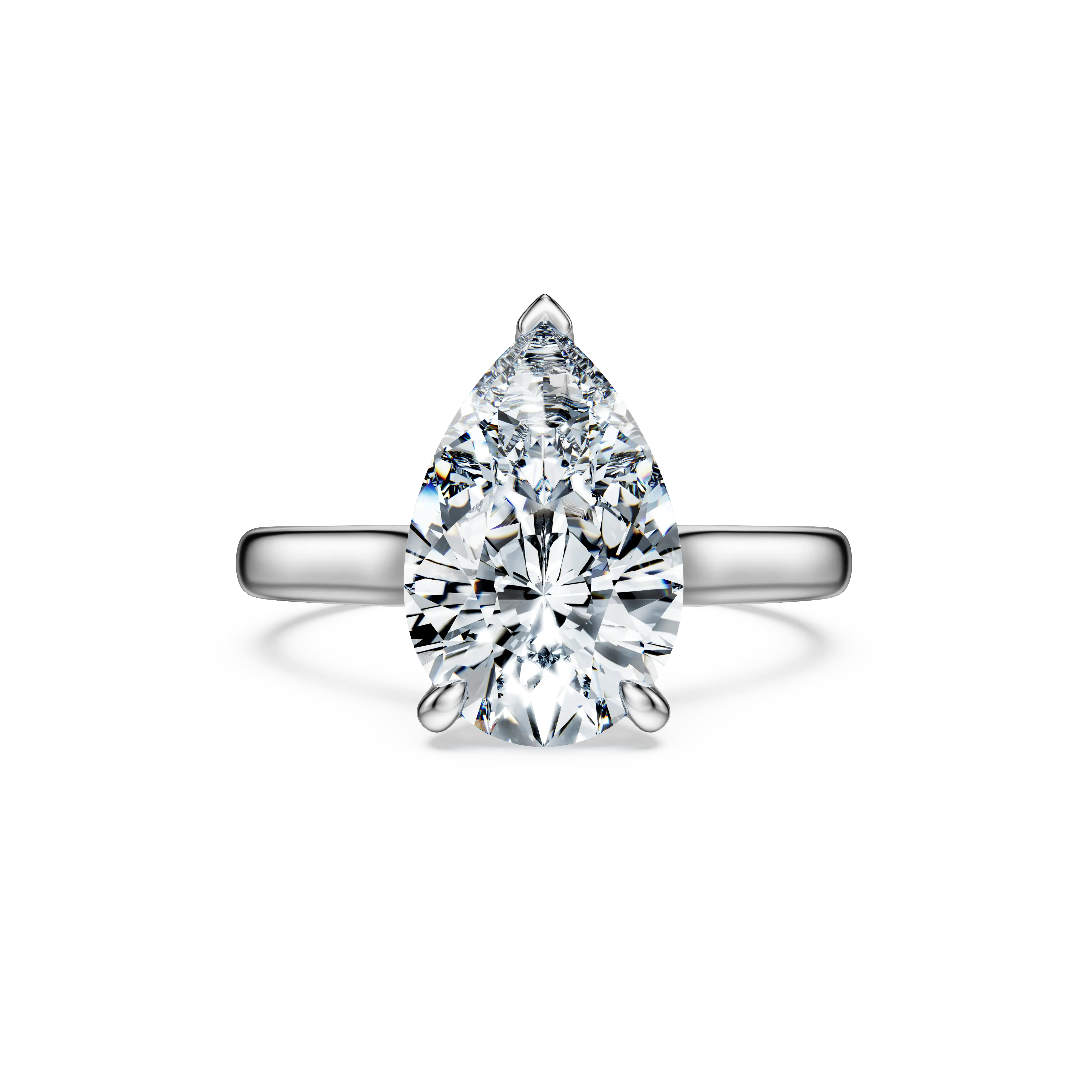 Eternity solitaire ring Lab-grown diamonds 3 ct tw/Pear shape/14K white gold
