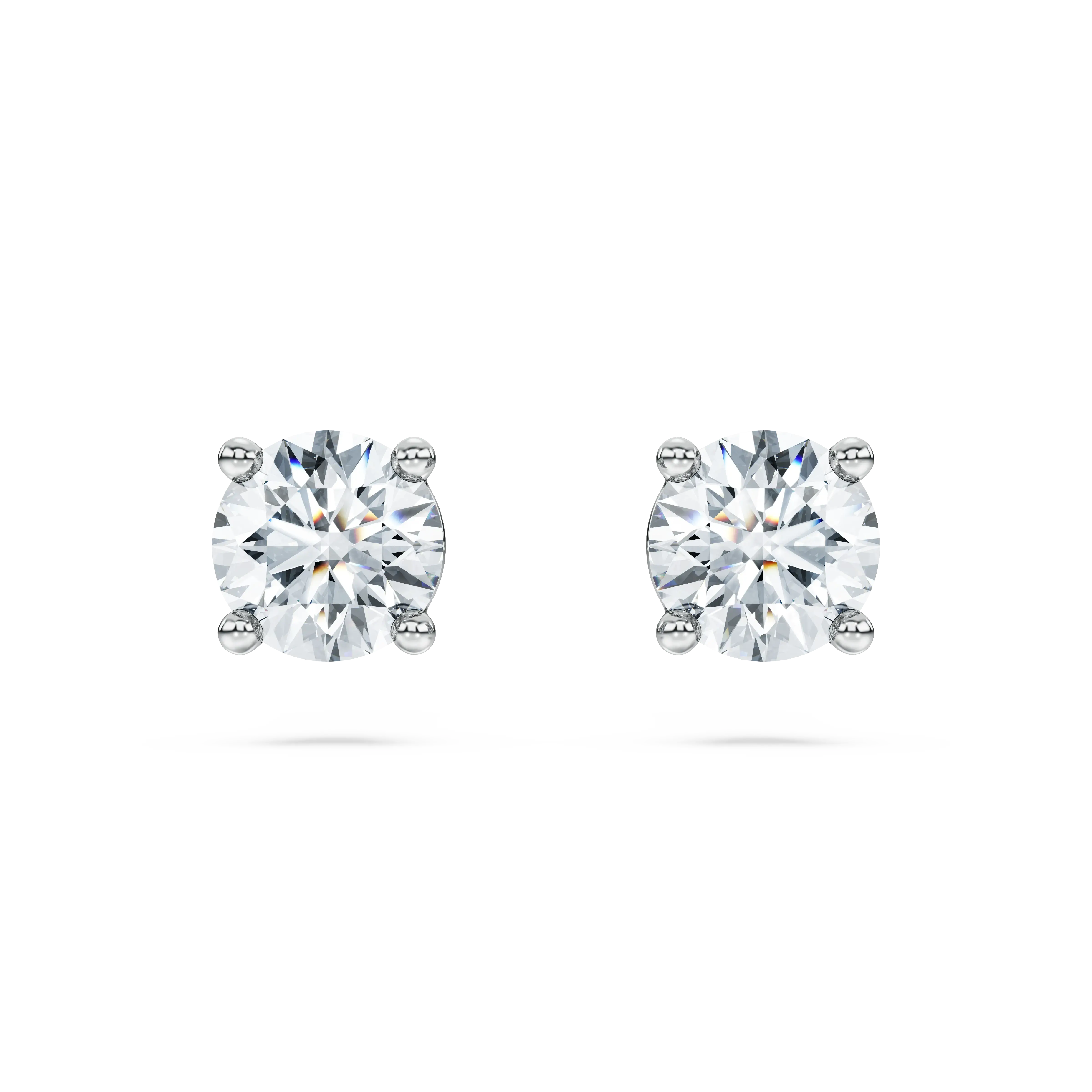 Eternity solitaire stud earrings Lab-grown diamonds 1 ct tw/Round shape/14K white gold