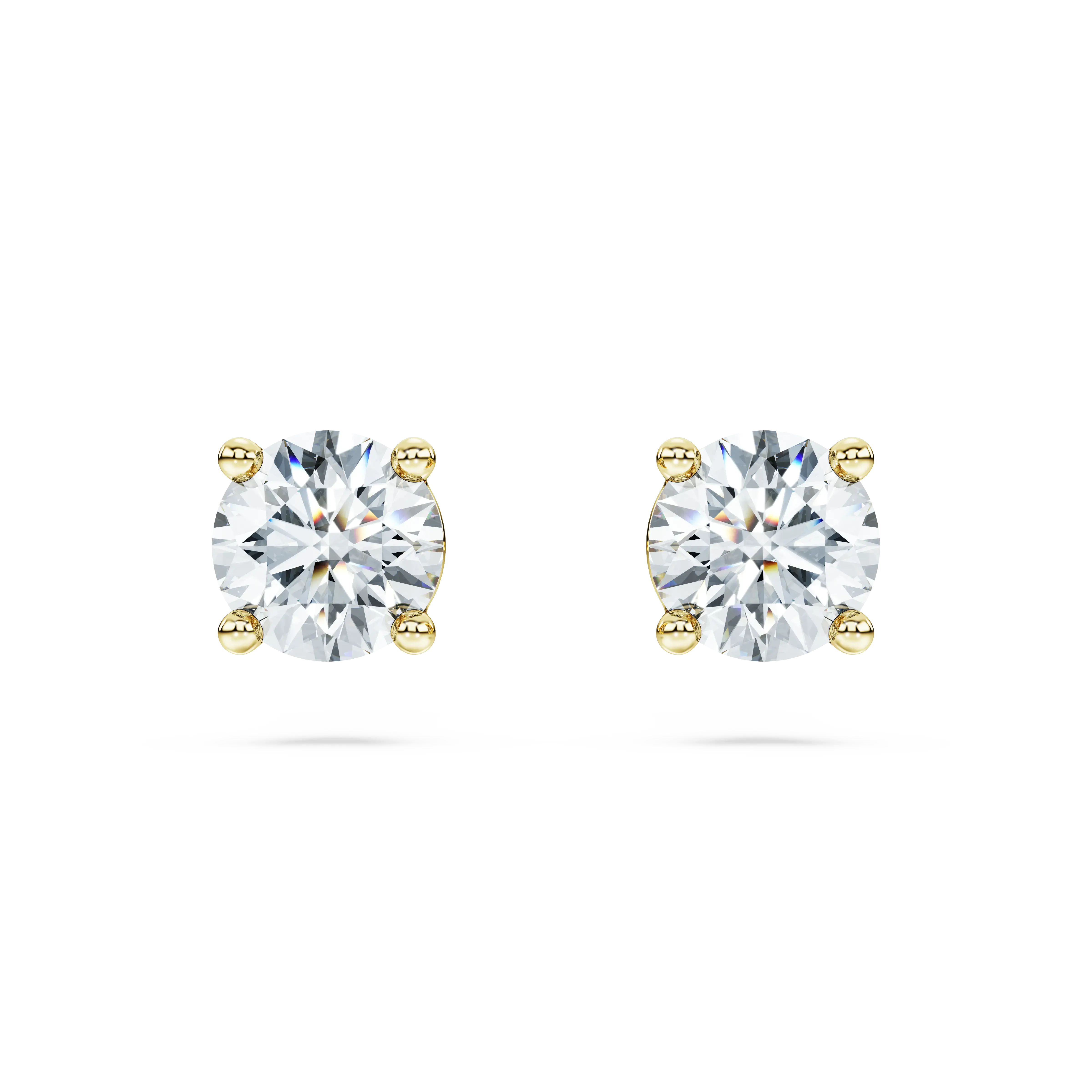 Eternity solitaire stud earrings Lab-grown diamonds 1 ct tw/Round shape/14K yellow gold