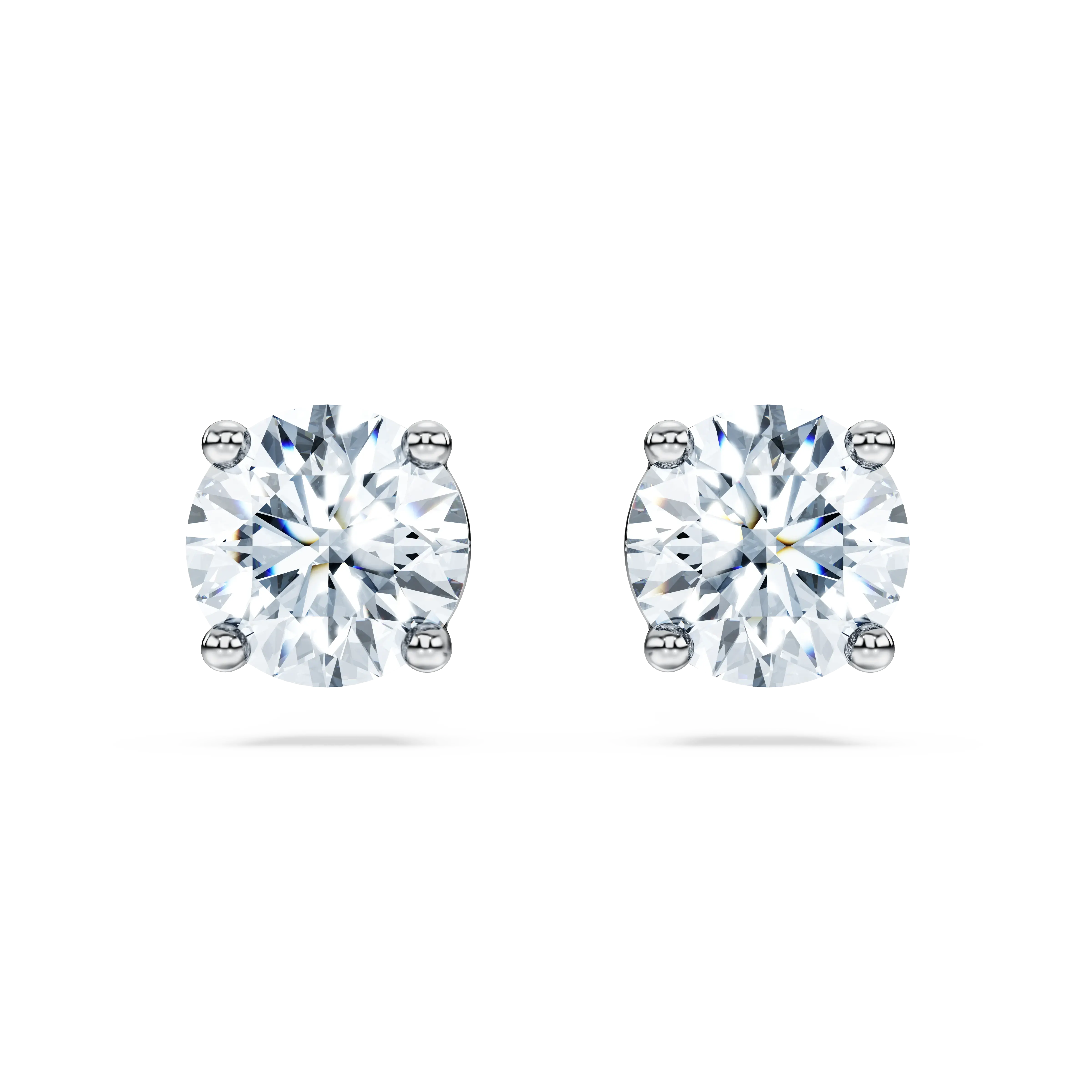 Eternity solitaire stud earrings Lab-grown diamonds 2 ct tw/Round shape/14K white gold