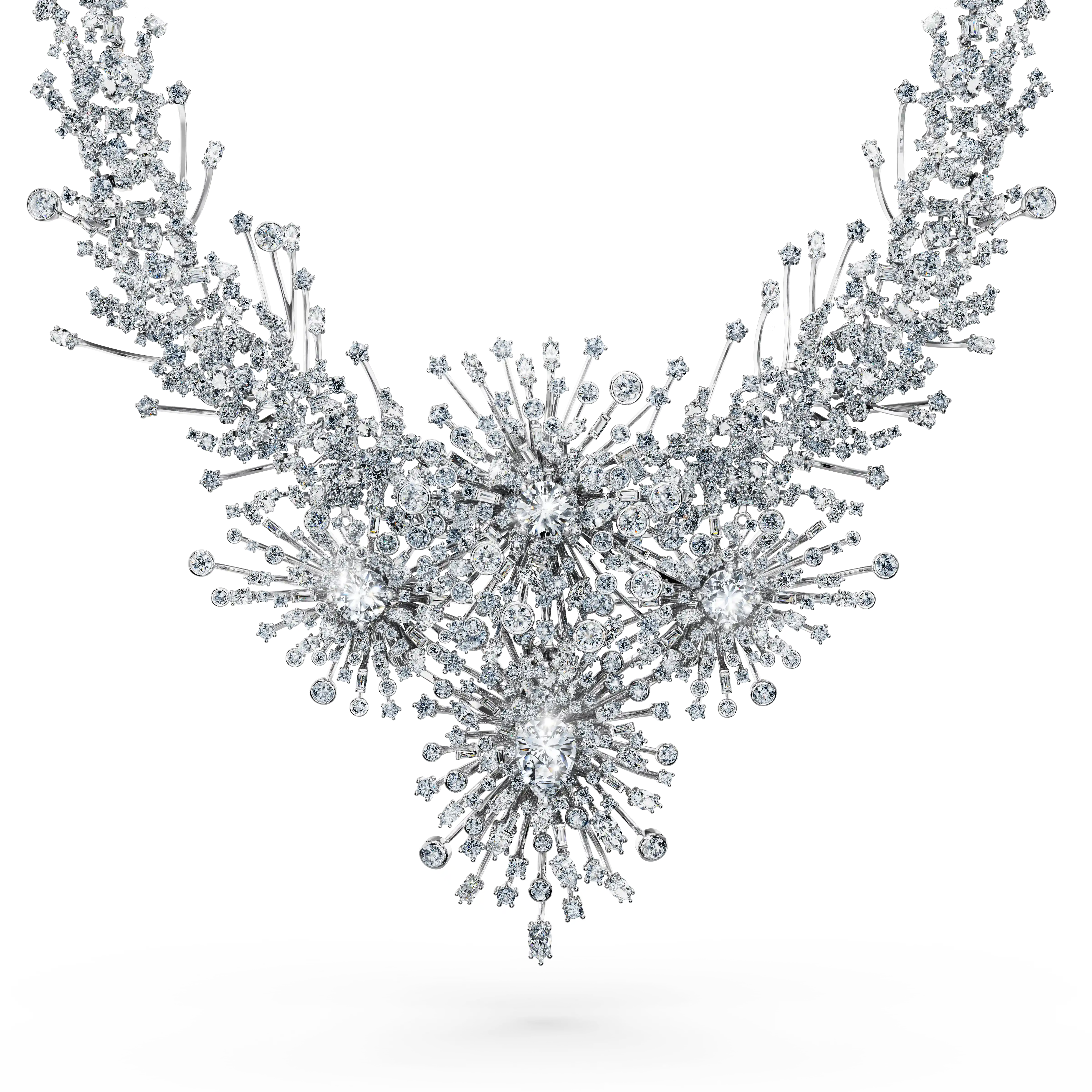 Galaxy necklace Lab-grown diamonds 156.62 ct tw/Mixed shapes/18K white gold