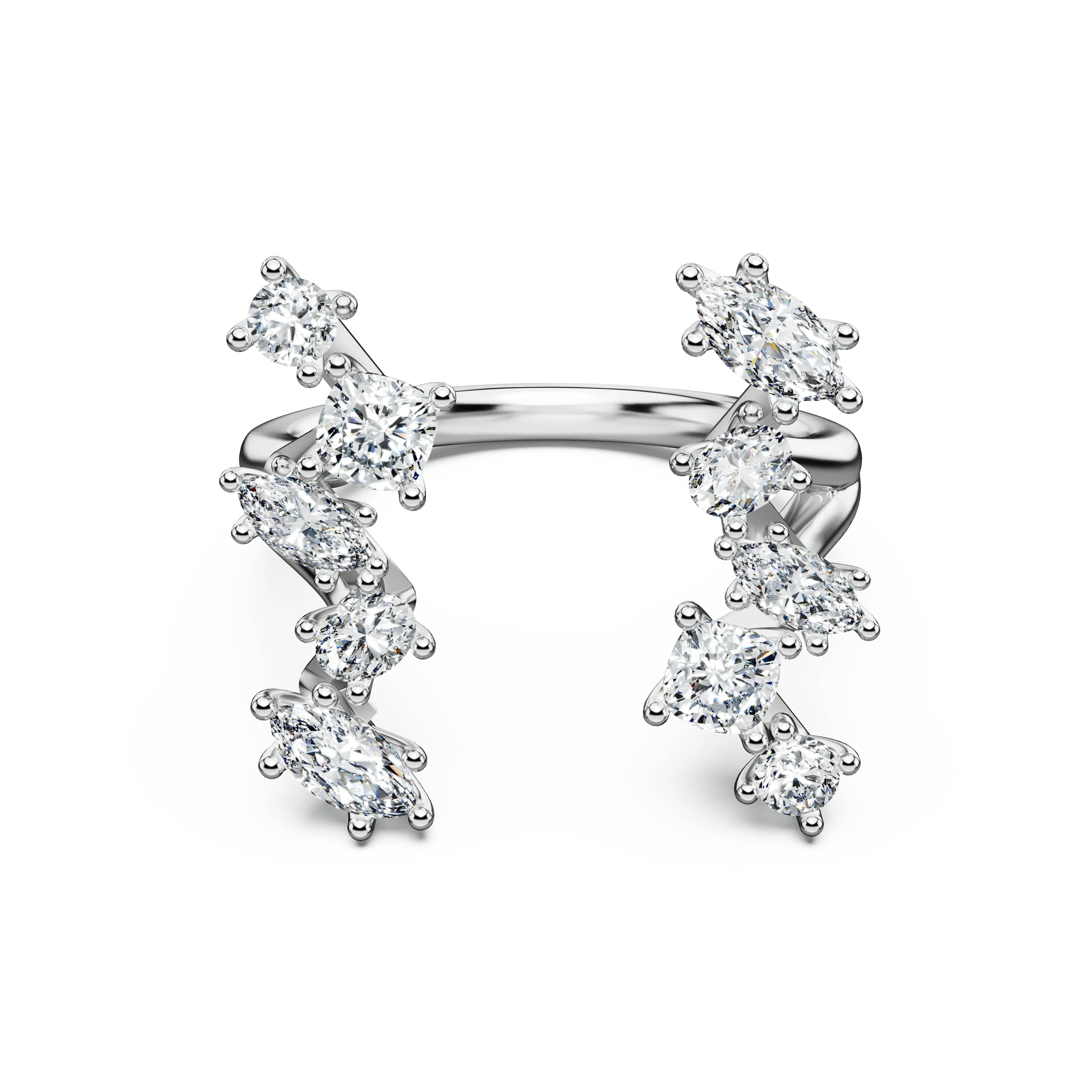 Galaxy open ring Lab-grown diamonds 1.25 ct tw/Mixed shapes/14K white gold